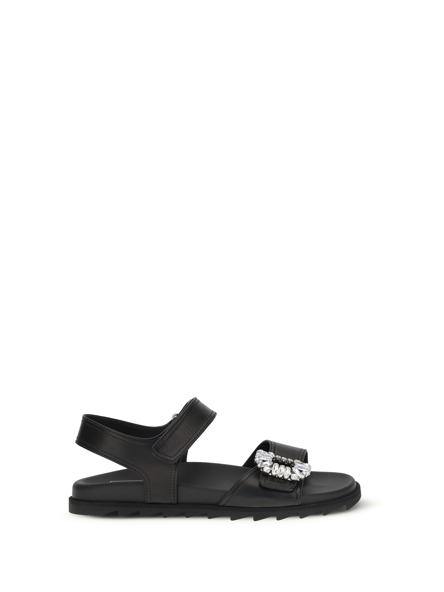 Roger Vivier Women Leather Sandals With Crystal Buckle ROGER VIVIER