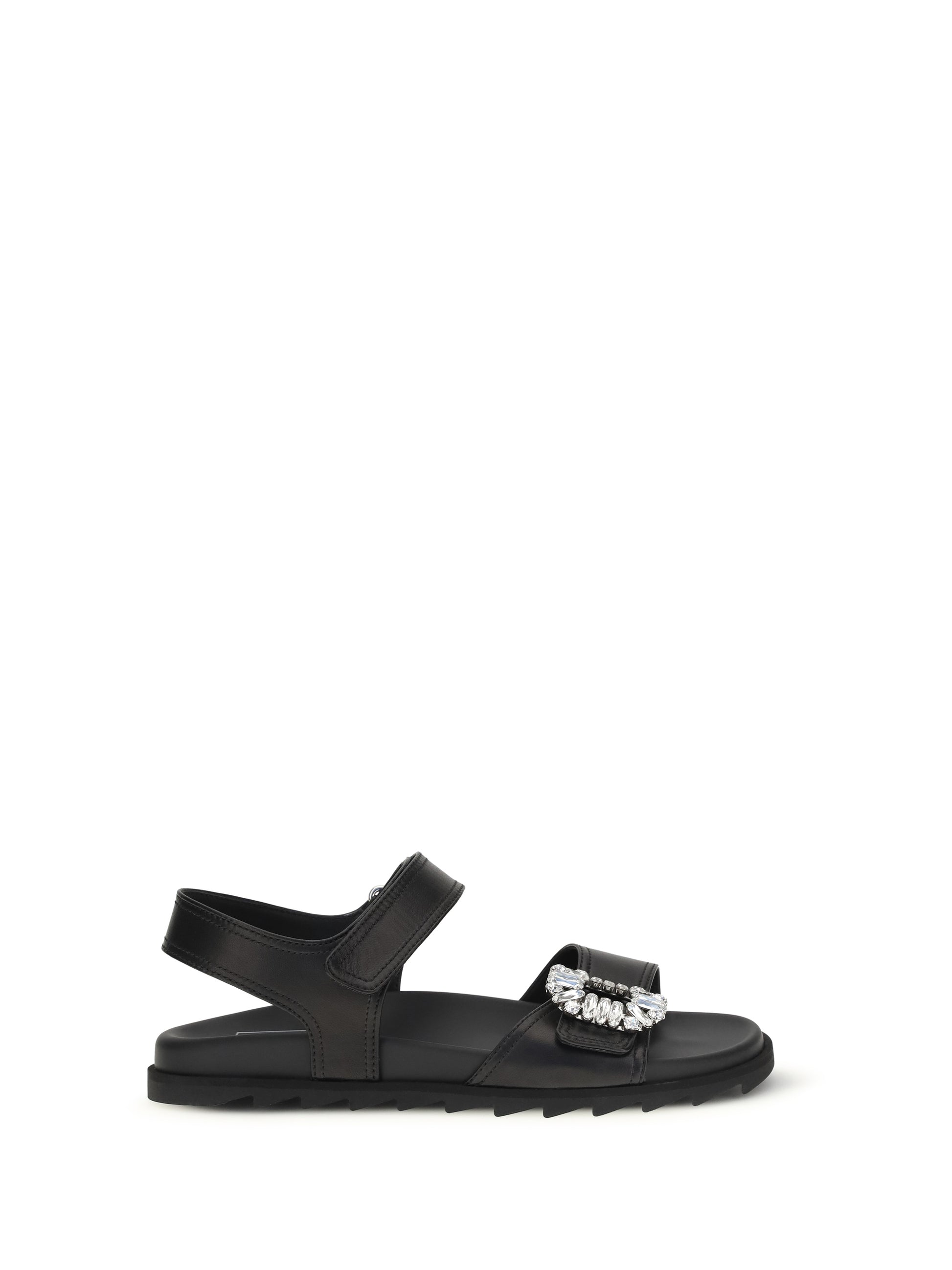 Roger Vivier Women Leather Sandals With Crystal Buckle ROGER VIVIER