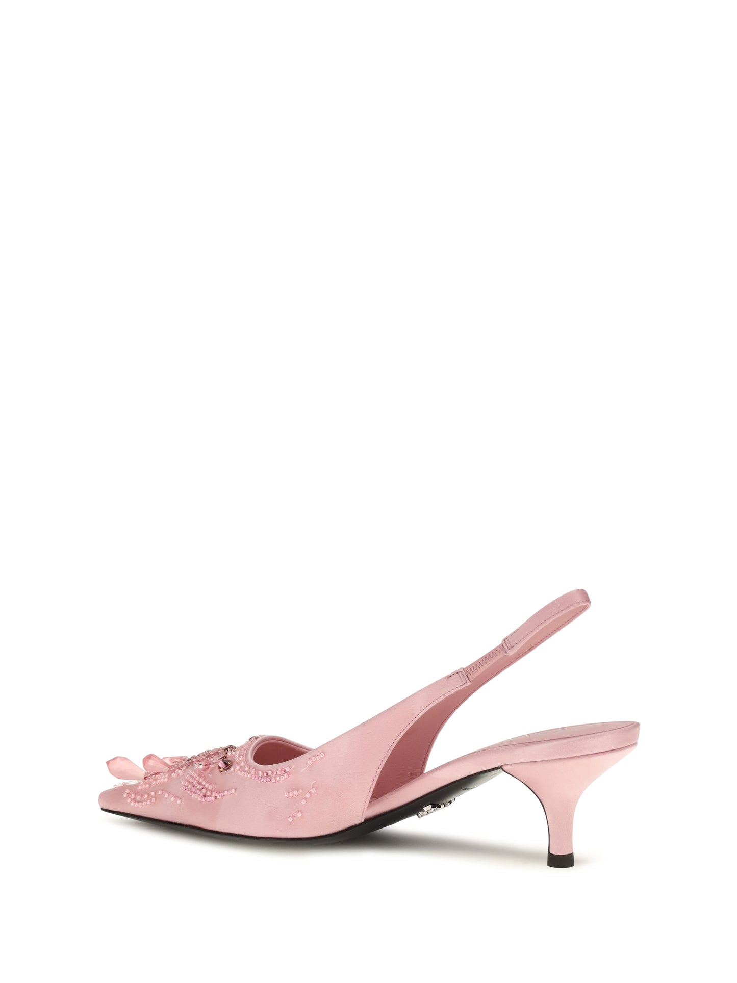 Prada Women Embroidered Satin Slingback Pumps PRADA