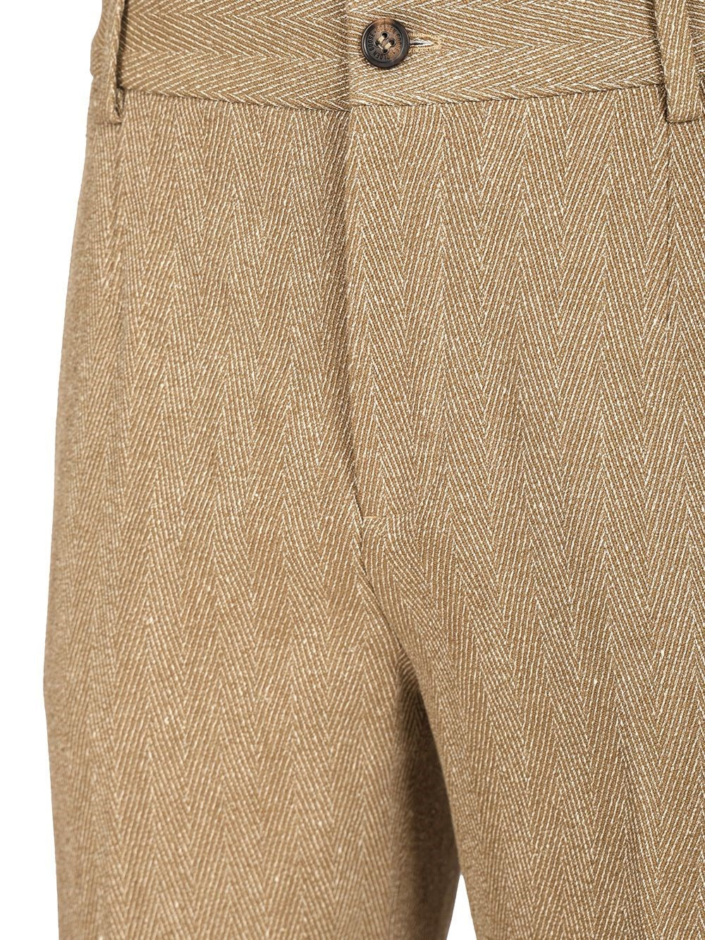 Golden Goose Men Tailored Trousers In Chevron Linen Blend GOLDEN GOOSE