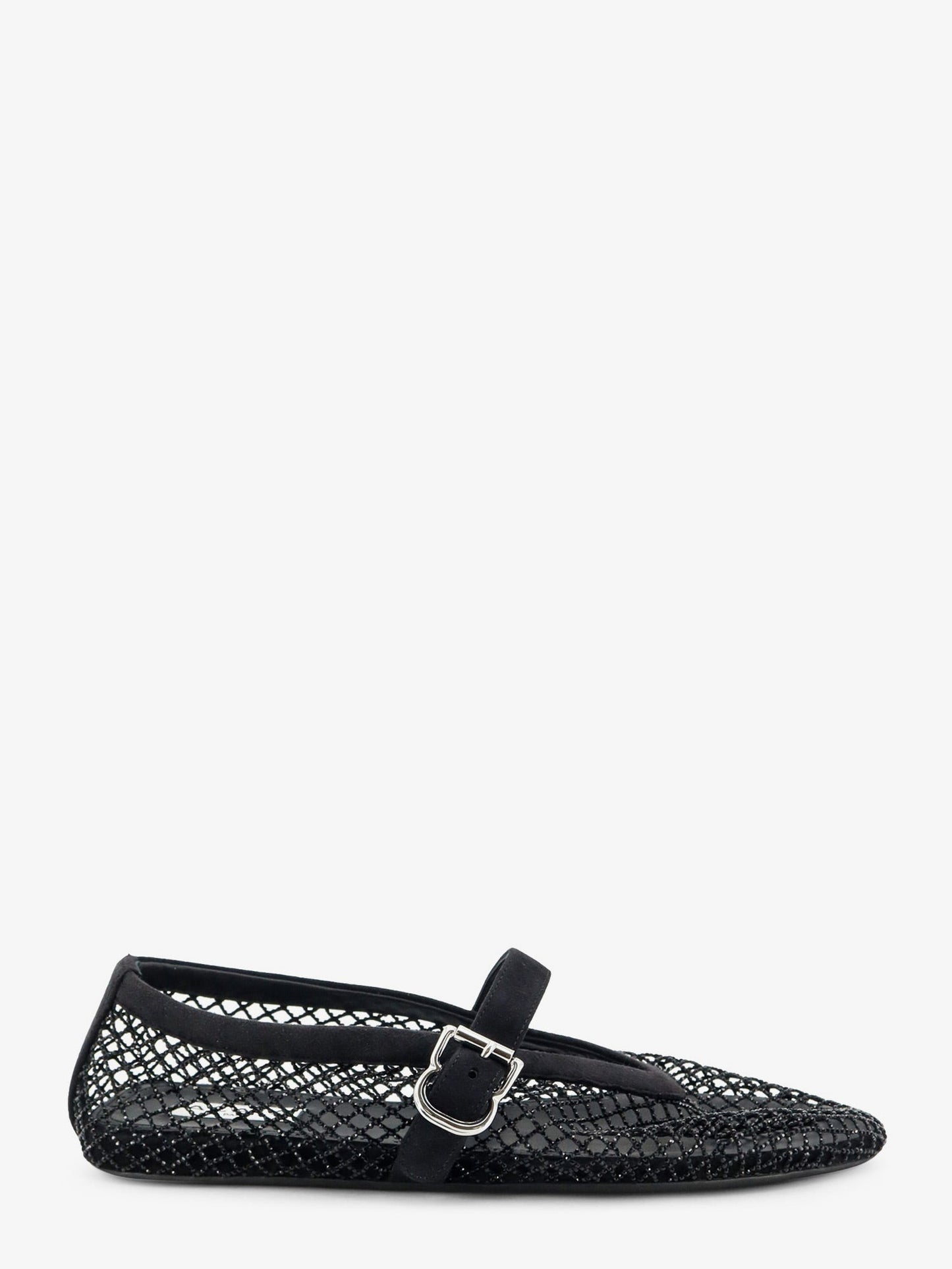 Alaia Women Flat Mesh Ballet Flats With Rhinestone Detail
