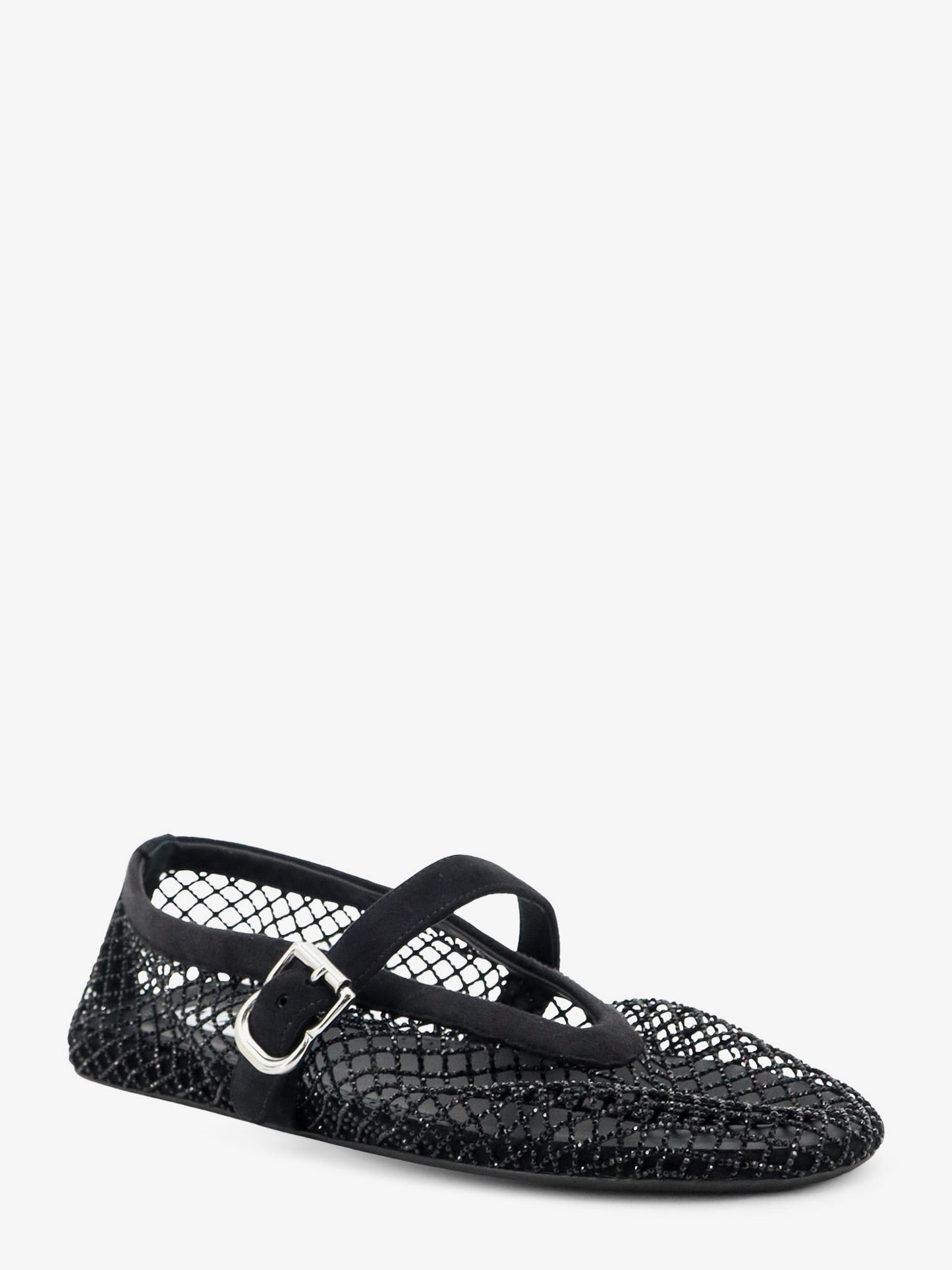 Alaia Women Flat Mesh Ballet Flats With Rhinestone Detail
