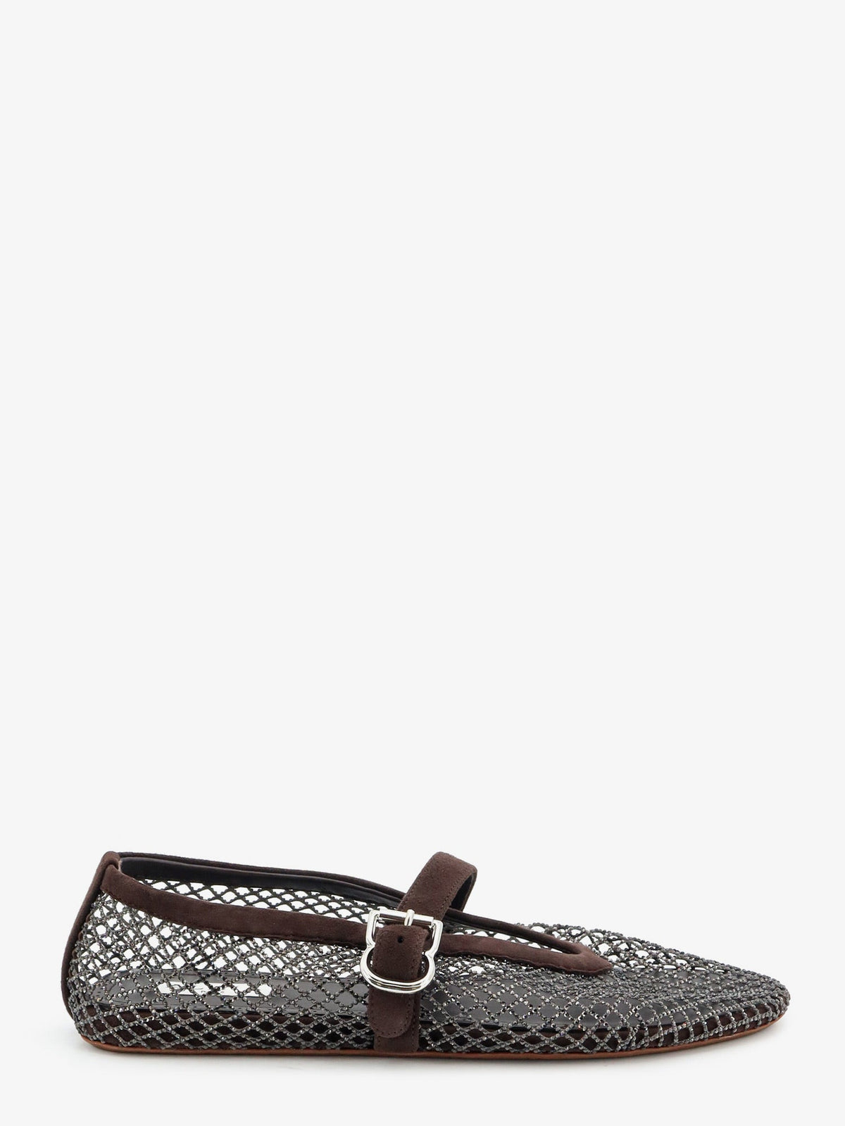 Alaia Women Flat Mesh Ballet Flats With Rhinestone Detail ALAIA