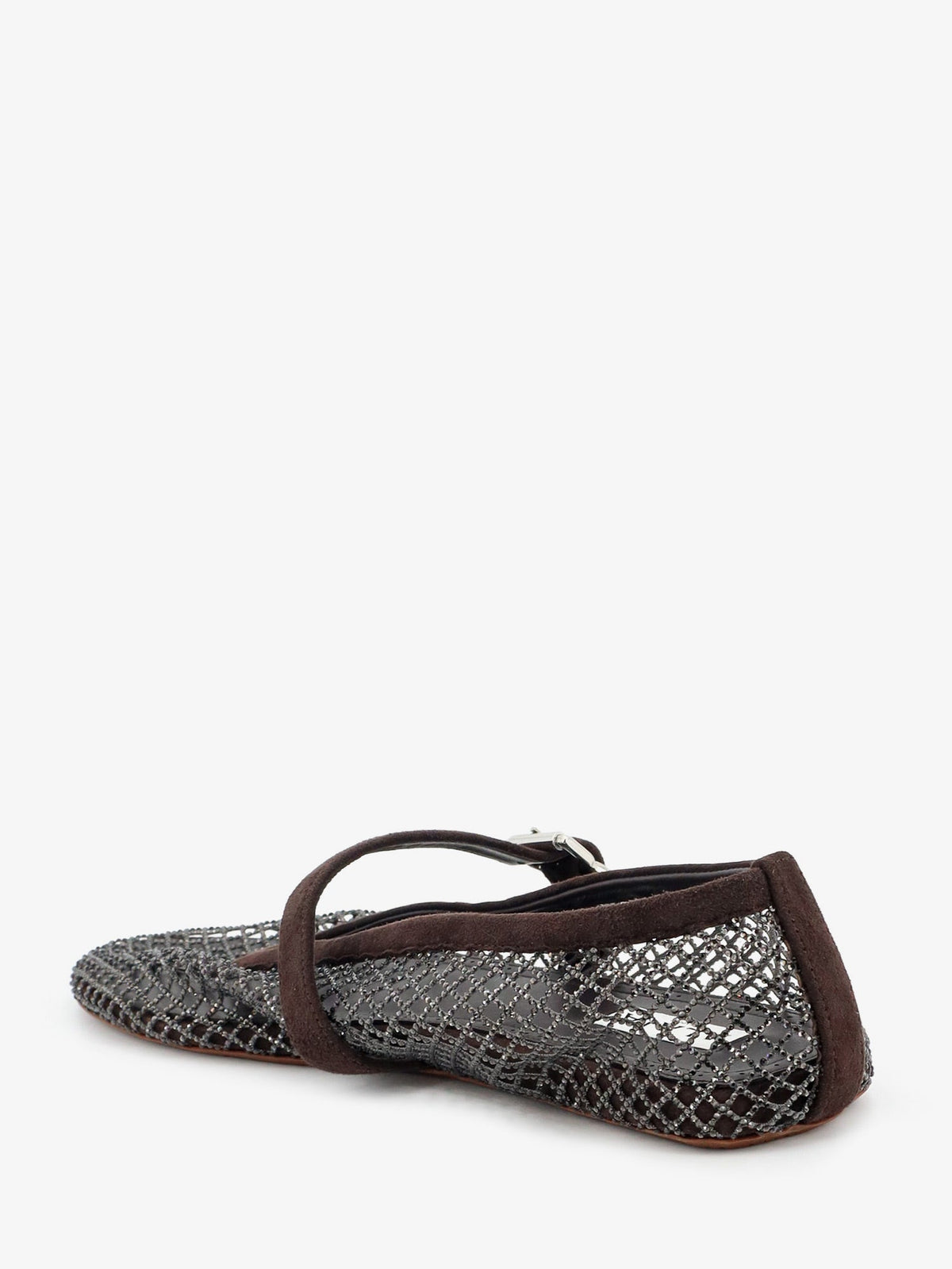 Alaia Women Flat Mesh Ballet Flats With Rhinestone Detail ALAIA