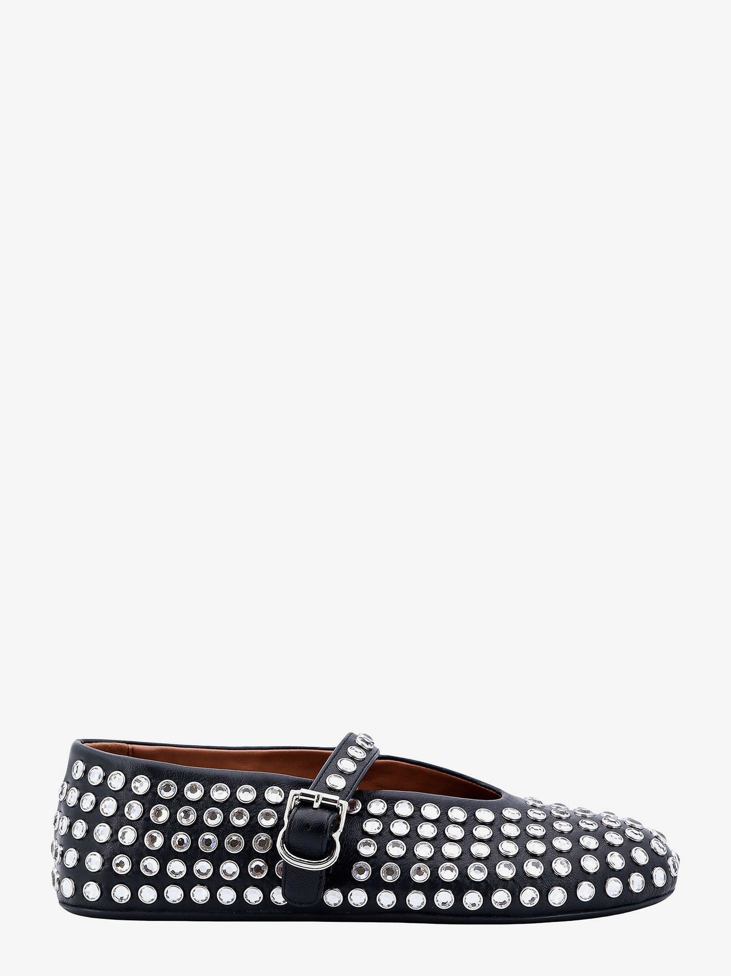 Alaia Women Leather Ballet Flats With Rhinestones ALAIA