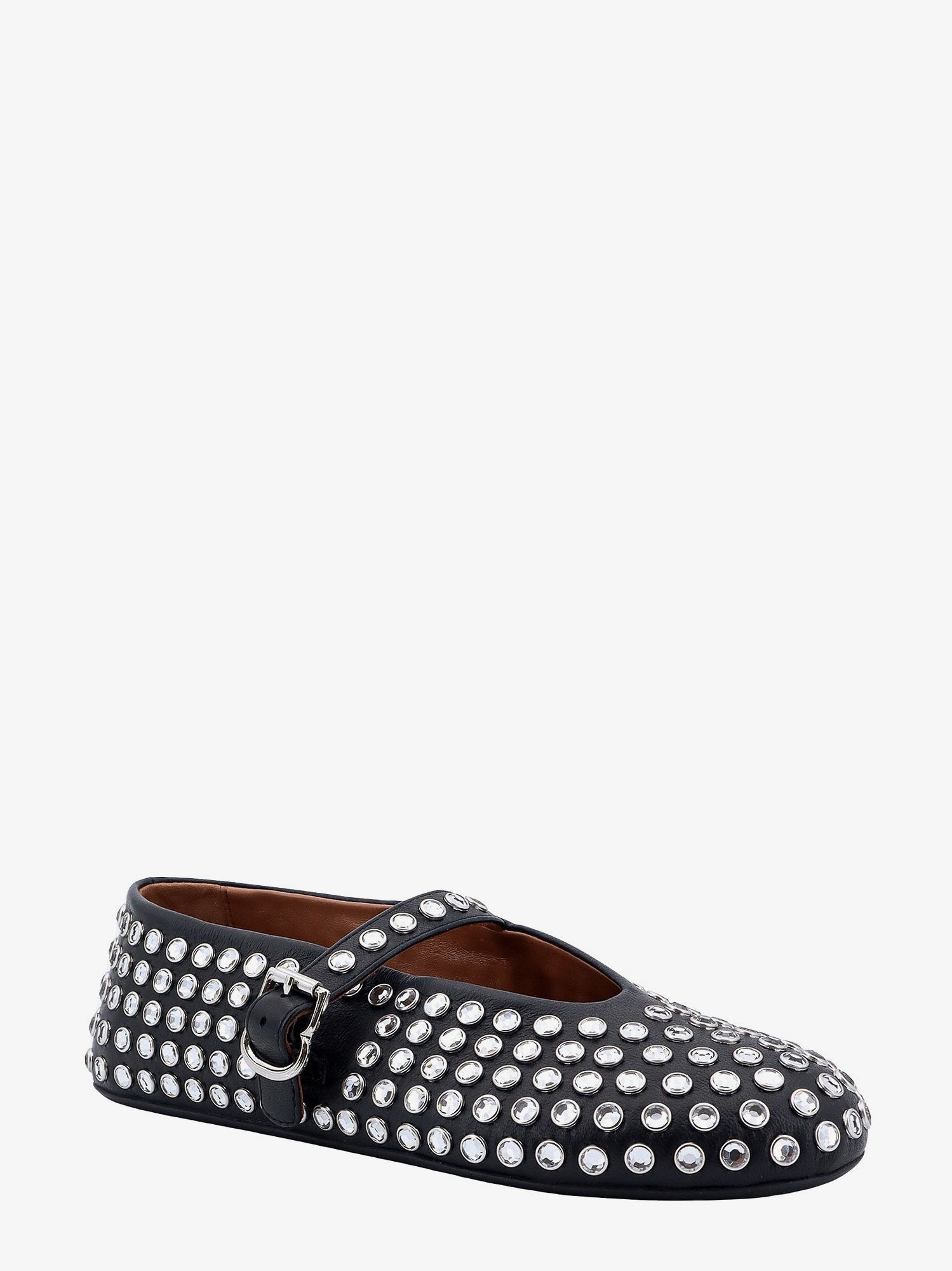 Alaia Women Leather Ballet Flats With Rhinestones ALAIA