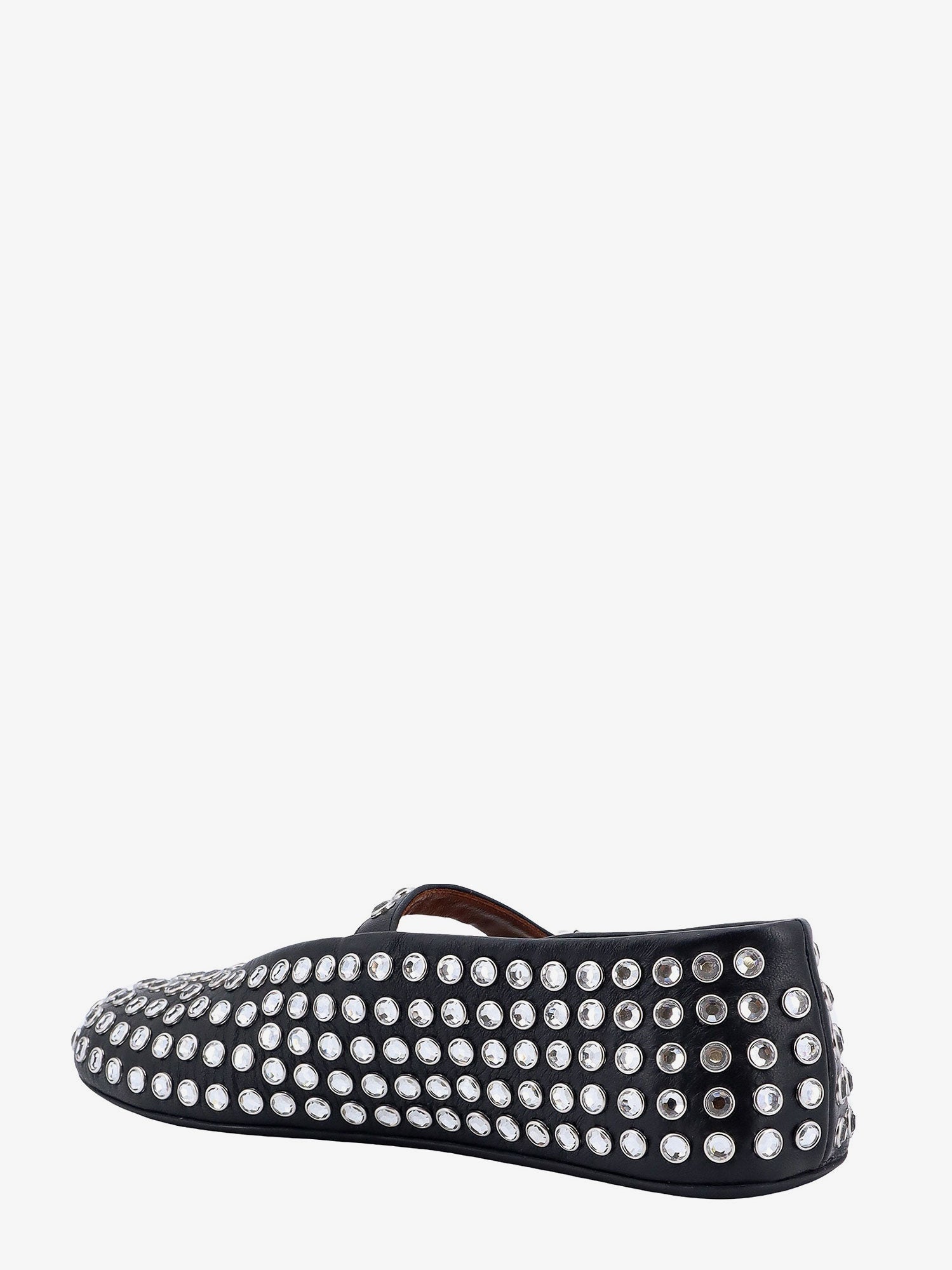 Alaia Women Leather Ballet Flats With Rhinestones ALAIA