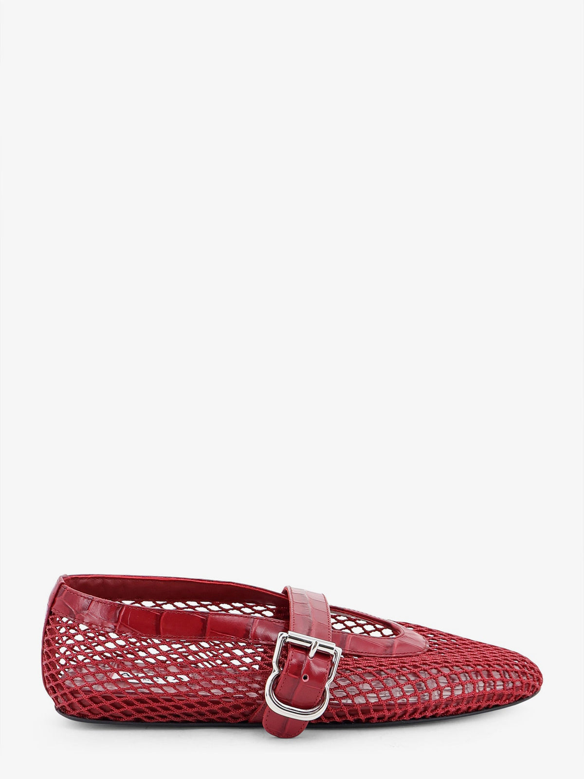 Alaia Women Flat Leather Ballerinas With Crocodile Effect ALAIA