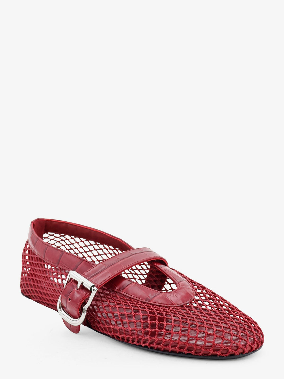 Alaia Women Flat Leather Ballerinas With Crocodile Effect ALAIA