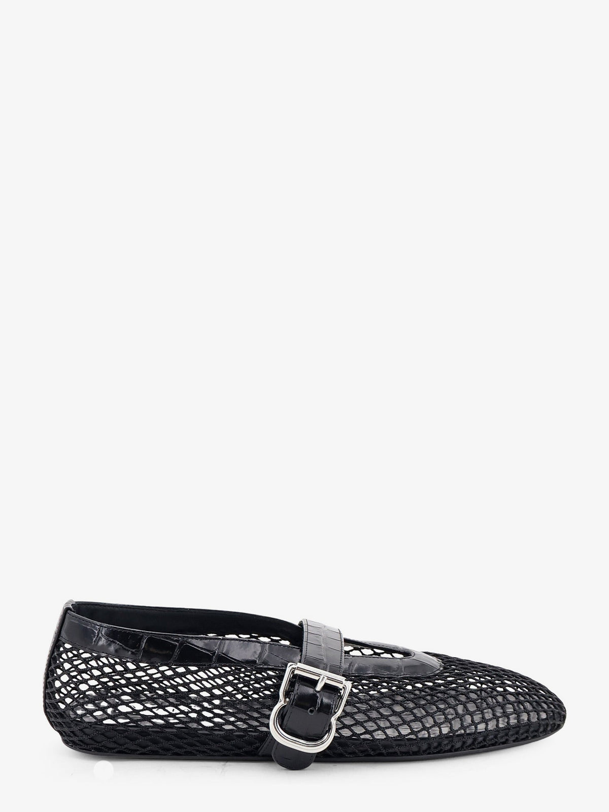 Alaia Women Flat Leather Ballerinas With Crocodile Effect ALAIA