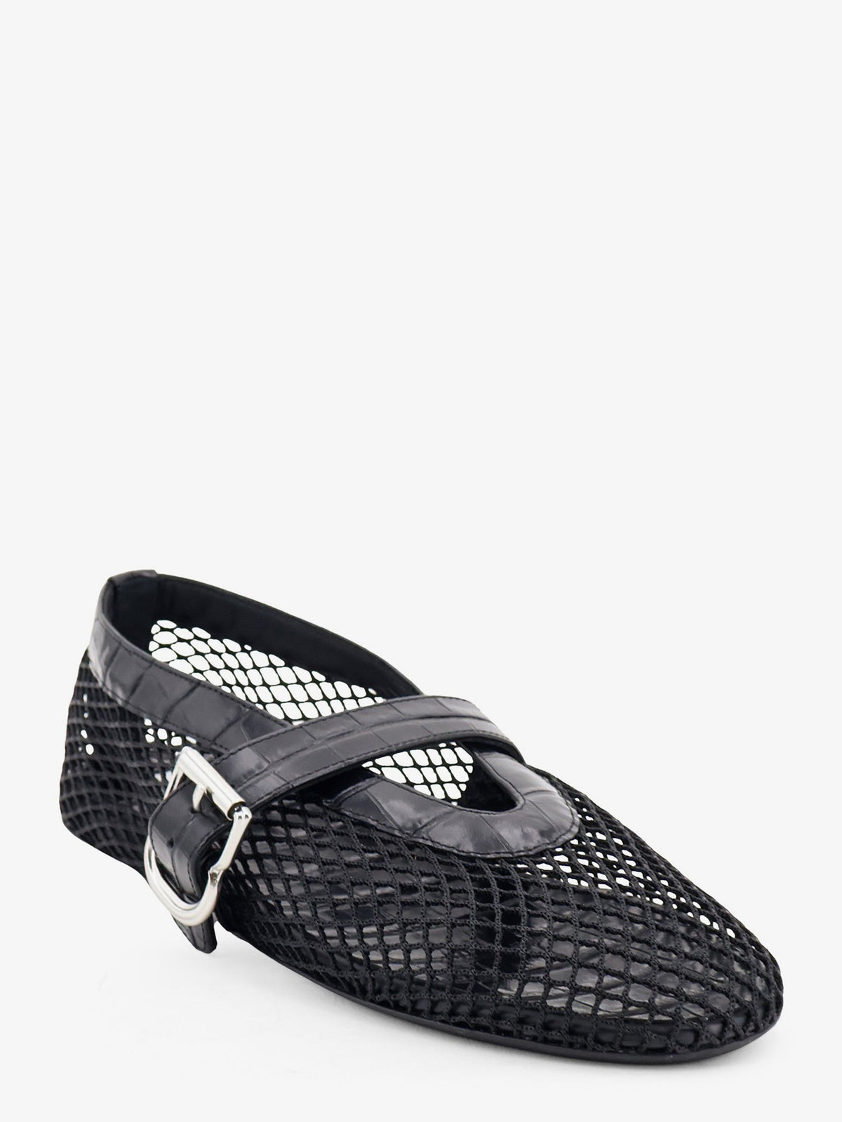Alaia Women Flat Leather Ballerinas With Crocodile Effect ALAIA