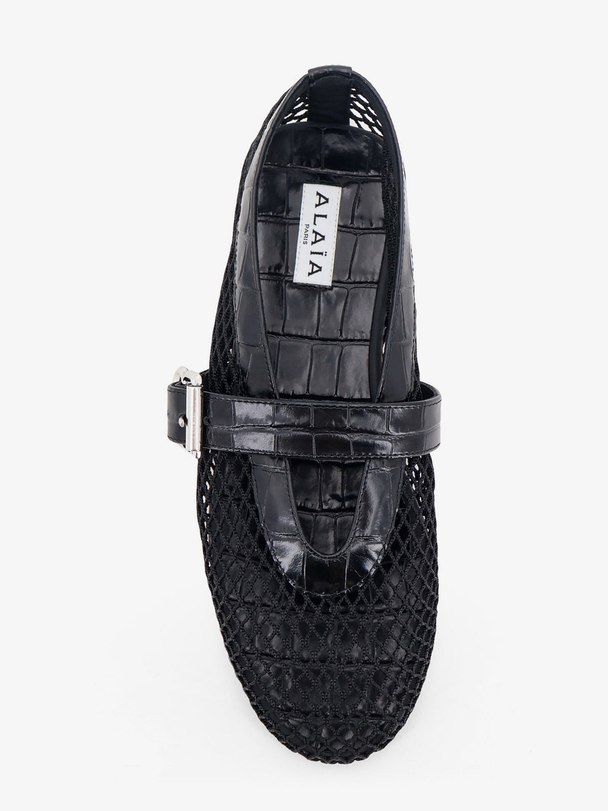 Alaia Women Flat Leather Ballerinas With Crocodile Effect ALAIA