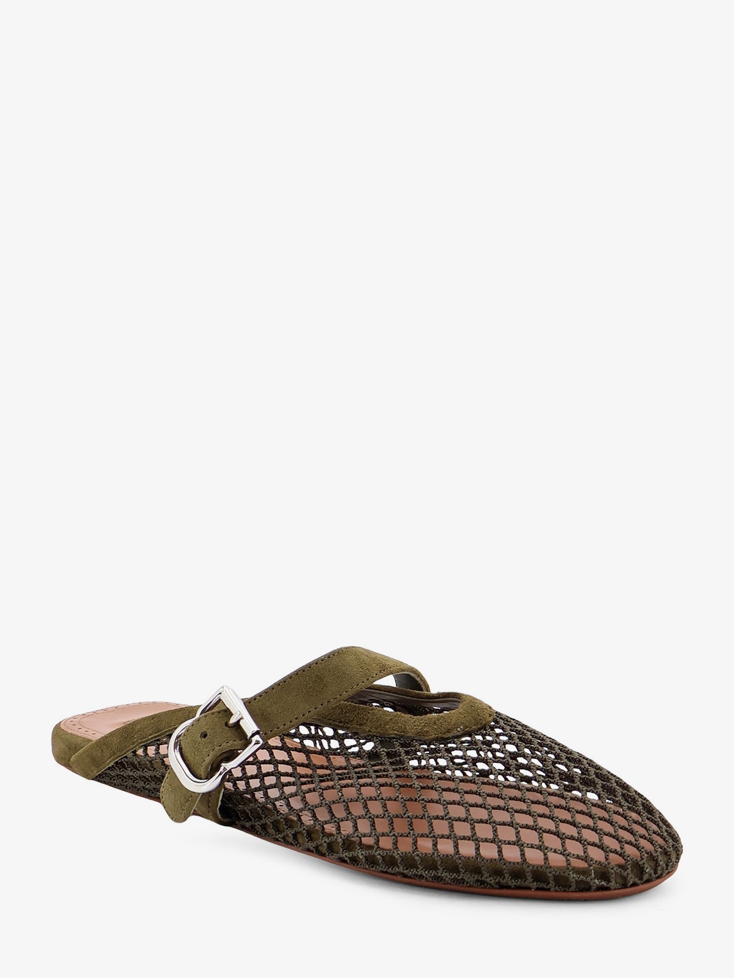 Alaia Women Fishnet Mesh And Leather Sandals ALAIA
