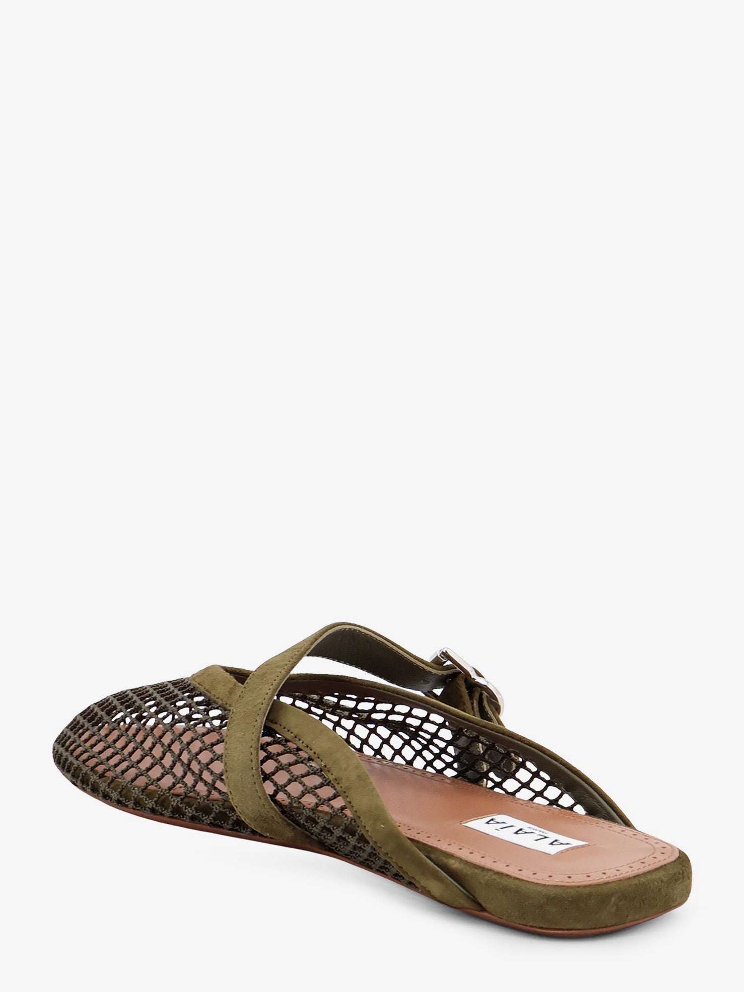 Alaia Women Fishnet Mesh And Leather Sandals ALAIA