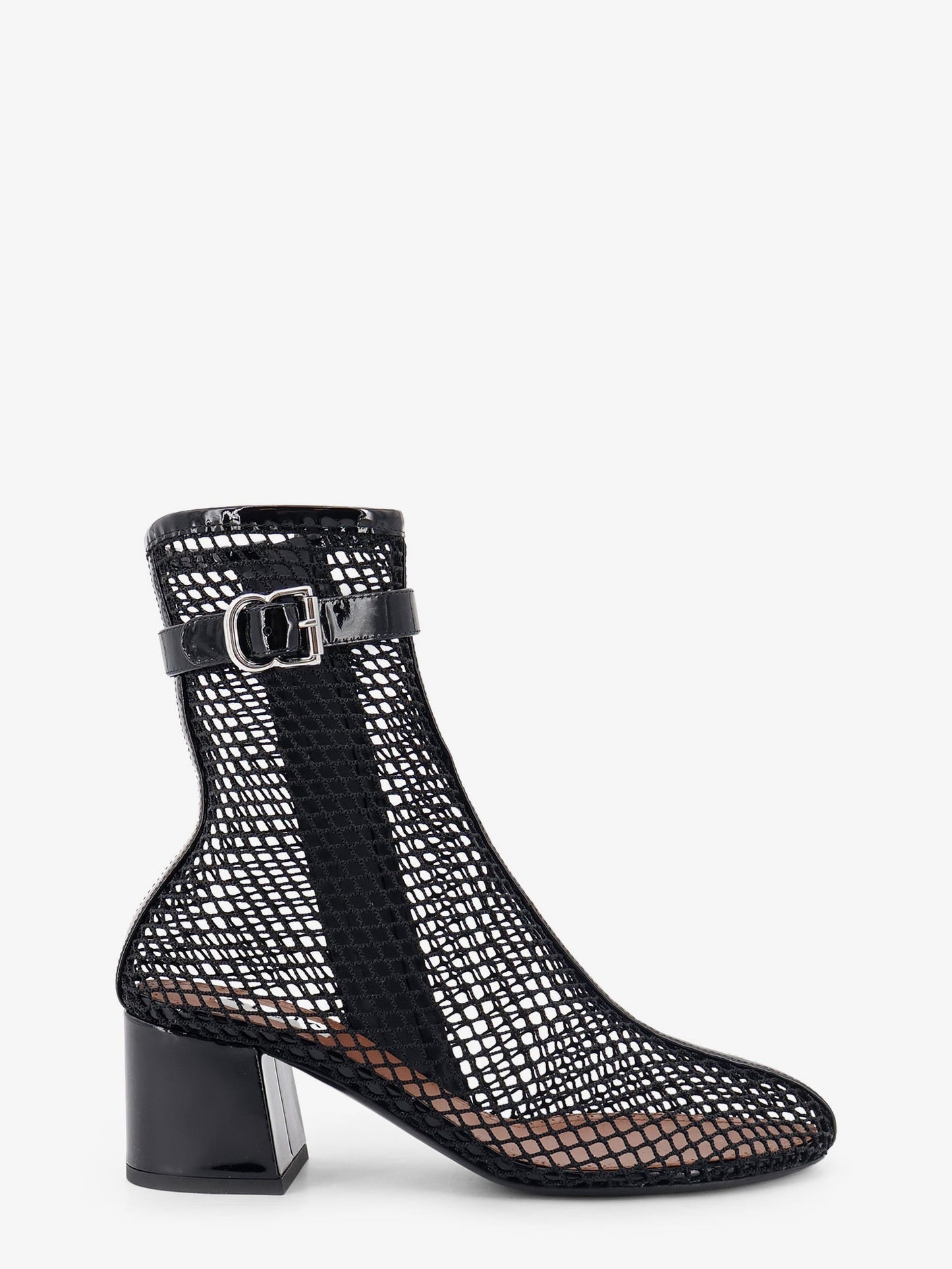 Alaia Women 55 Mesh And Patent Leather Boots ALAIA
