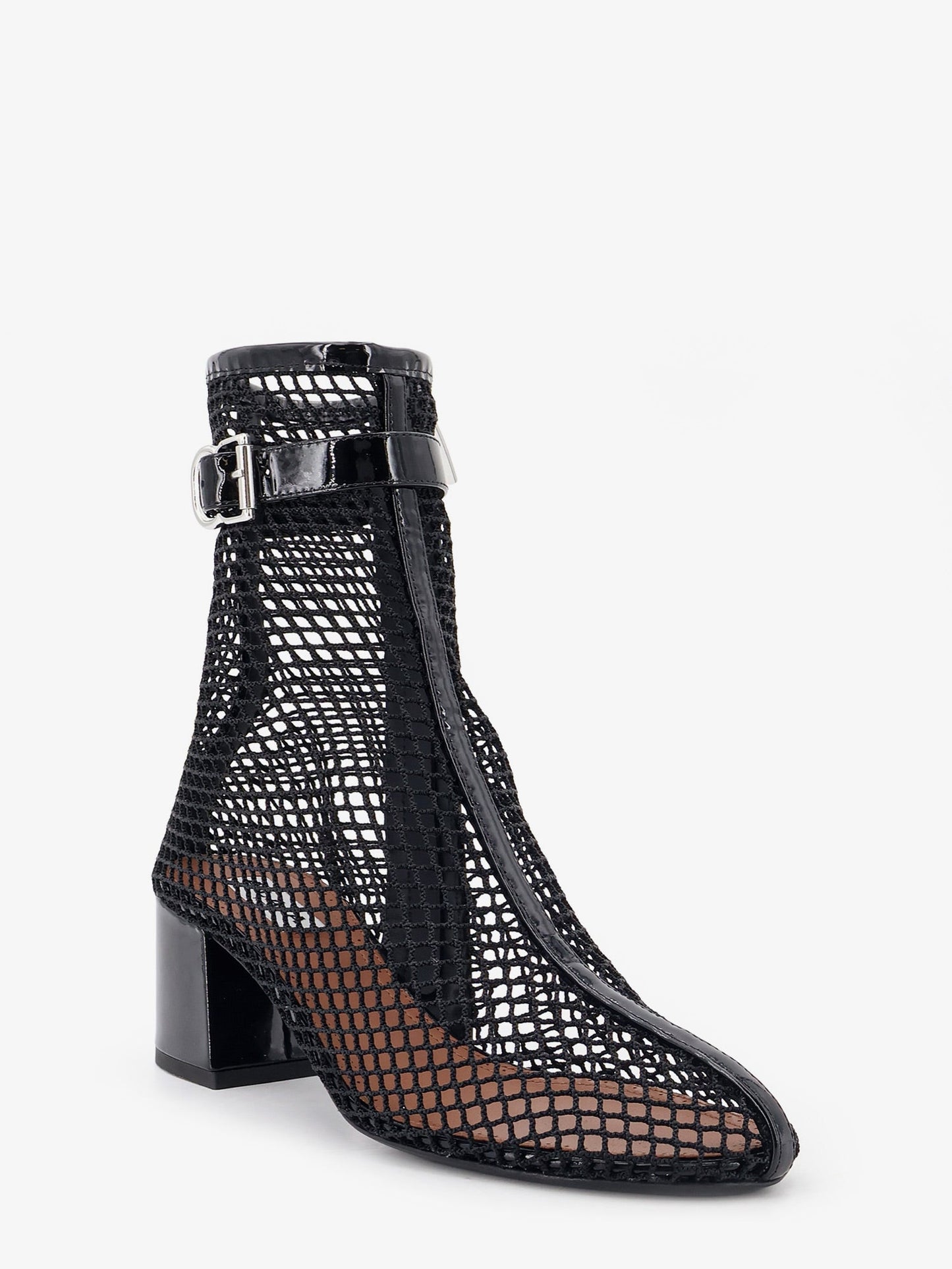 Alaia Women 55 Mesh And Patent Leather Boots ALAIA