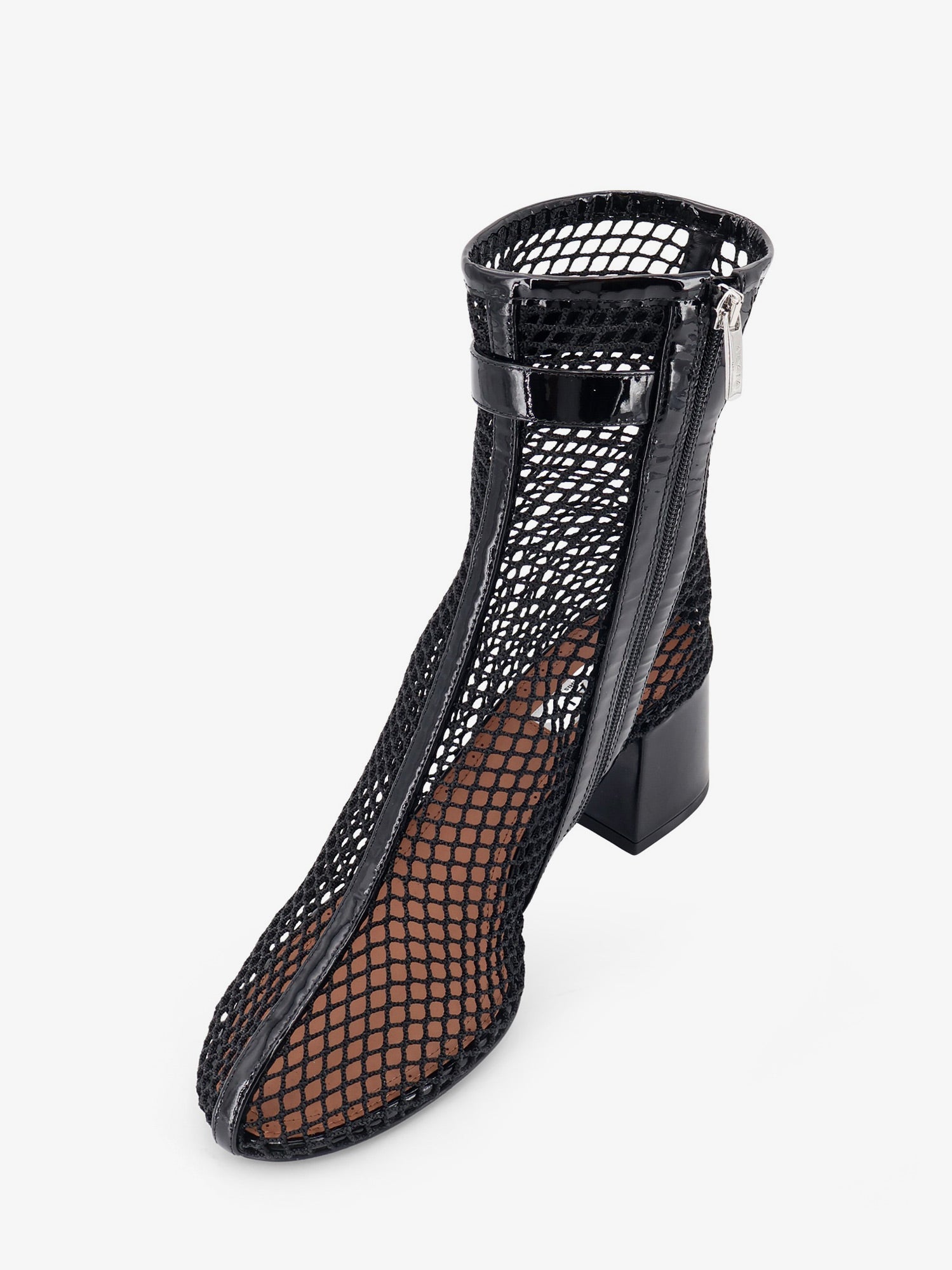 Alaia Women 55 Mesh And Patent Leather Boots ALAIA
