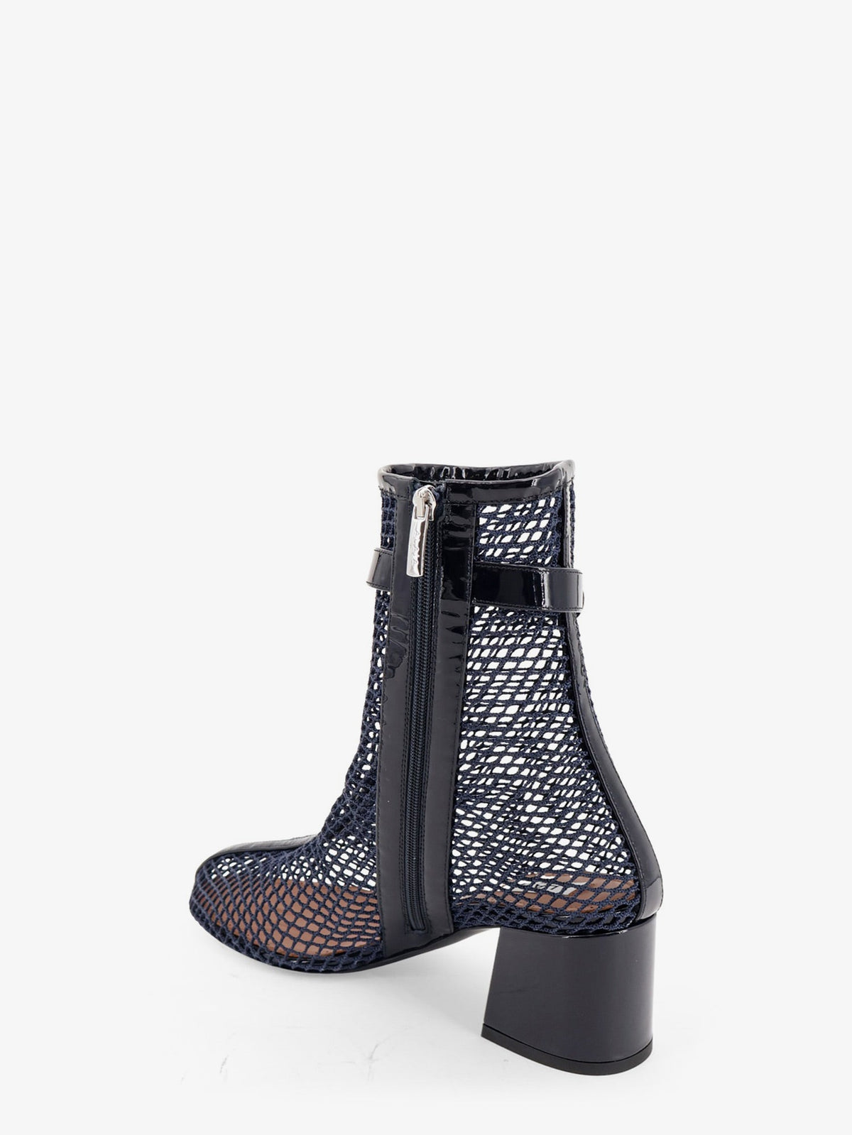 Alaia Women Fishnet 55 Mesh And Patent Leather Boots ALAIA