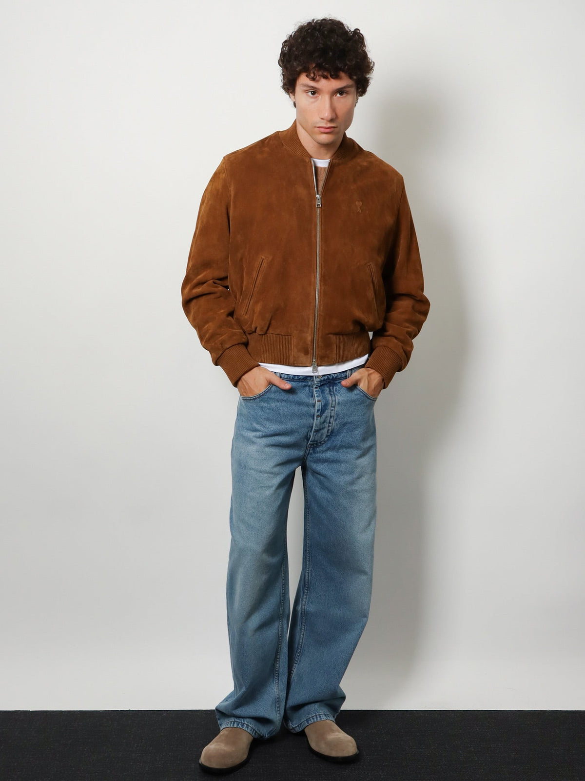 Ami Paris Men Suede Goatskin Jacket AMI PARIS