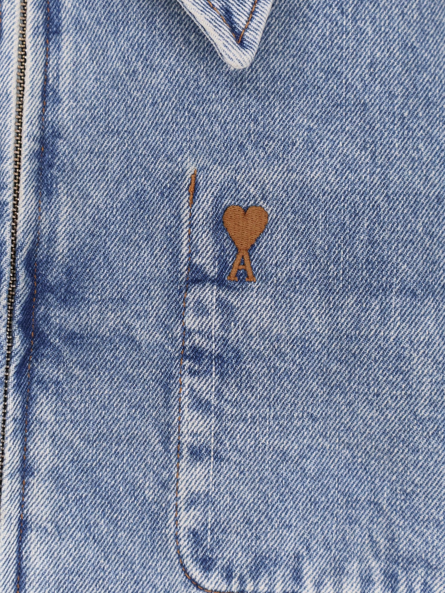 Ami Paris Men Denim Jacket With Iconic Embroidery AMI PARIS