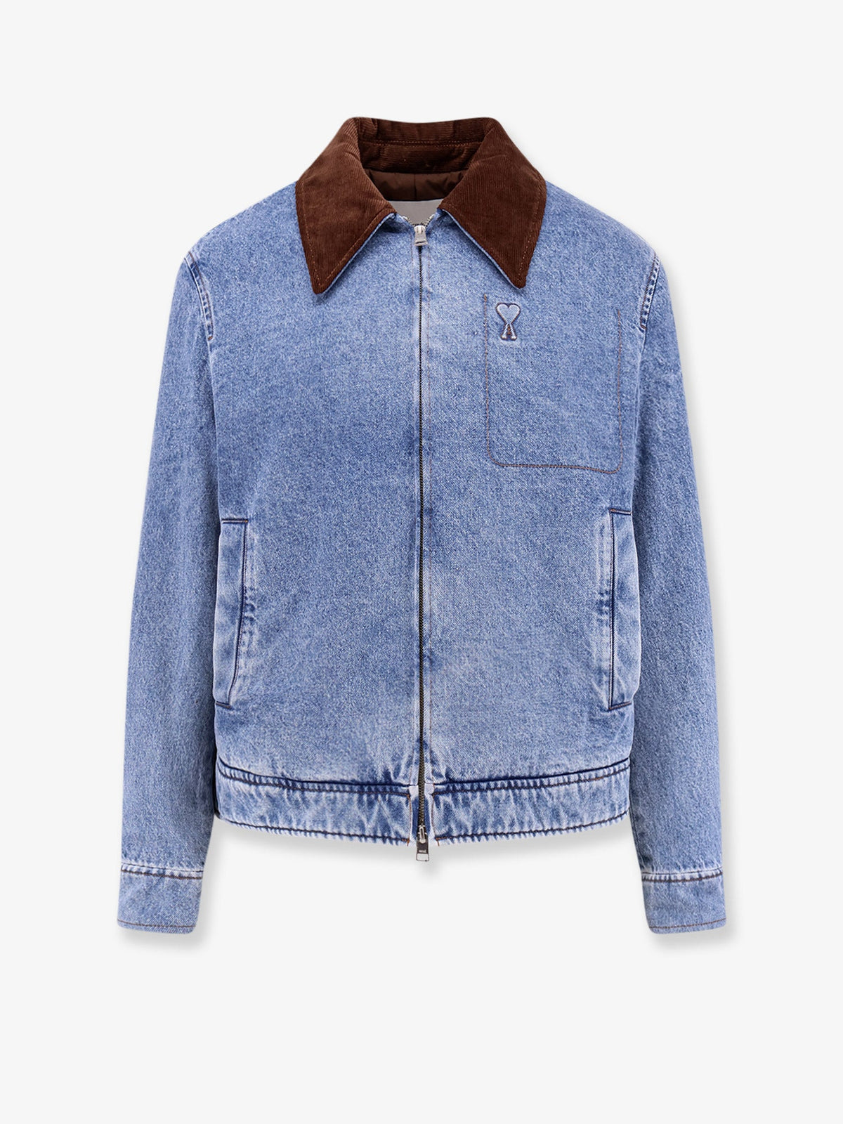 Ami Paris Men Ami De Coeur Padded Denim Jacket With Zip AMI PARIS