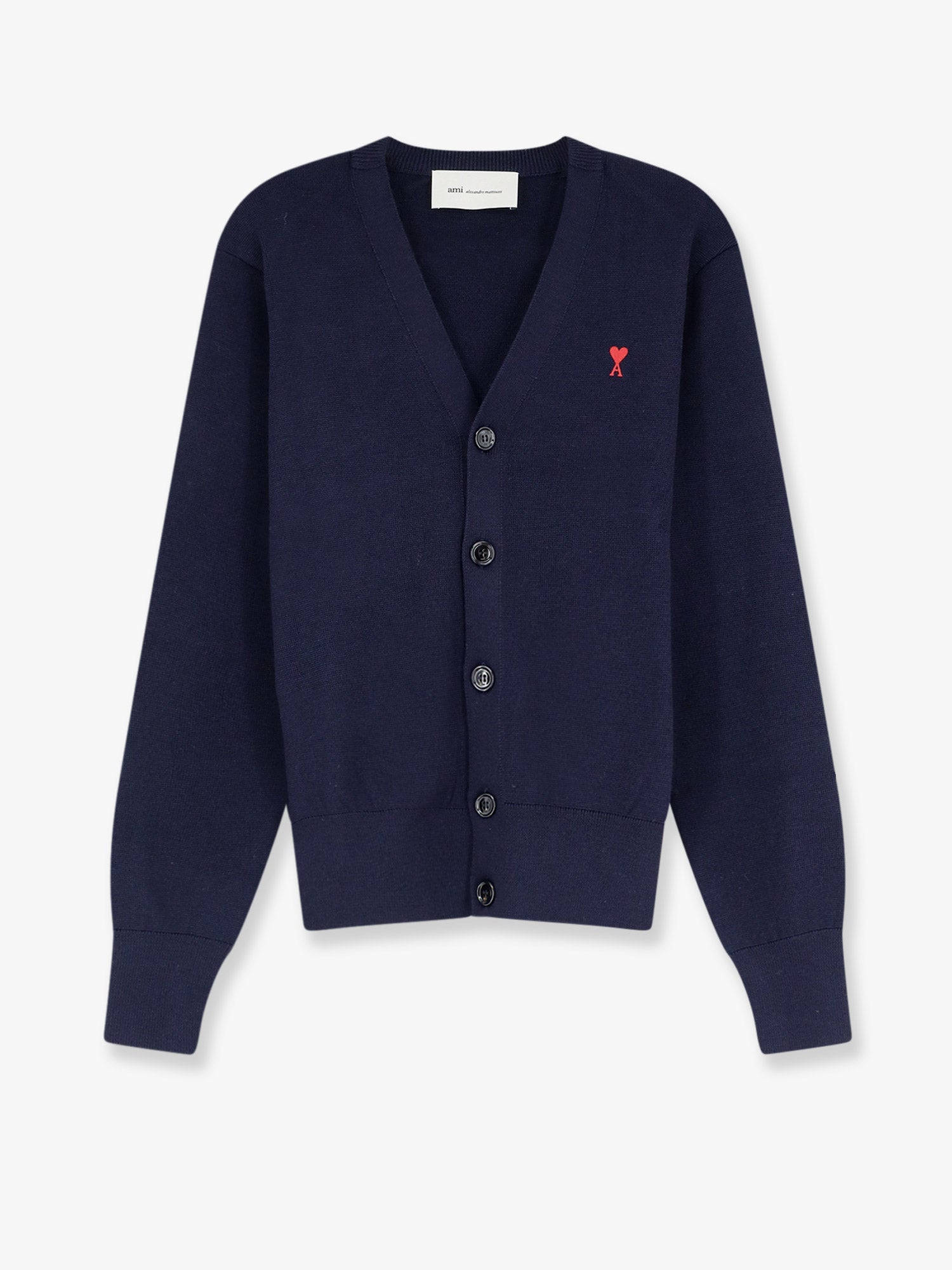 Ami Paris Men Wool Cardigan With Iconic Embroidery AMI PARIS