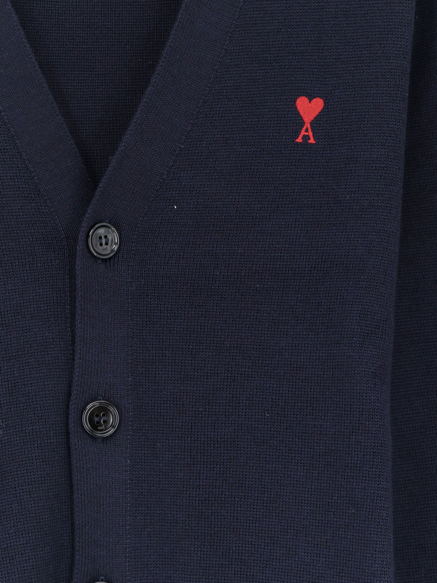 Ami Paris Men Wool Cardigan With Iconic Embroidery AMI PARIS
