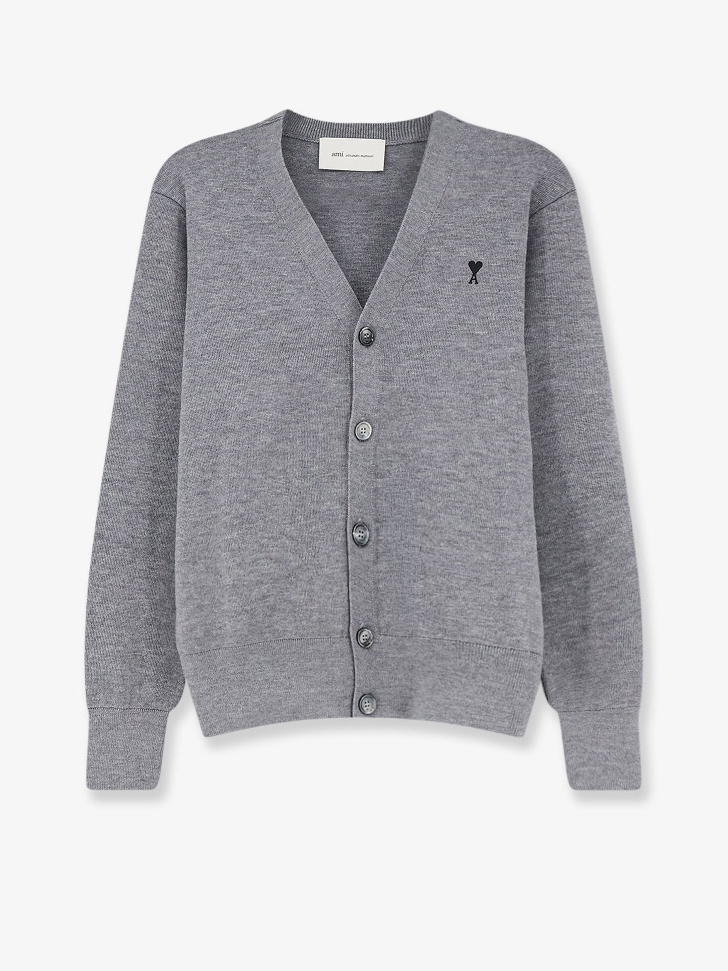 Ami Paris Men Wool Cardigan With Iconic Embroidery AMI PARIS