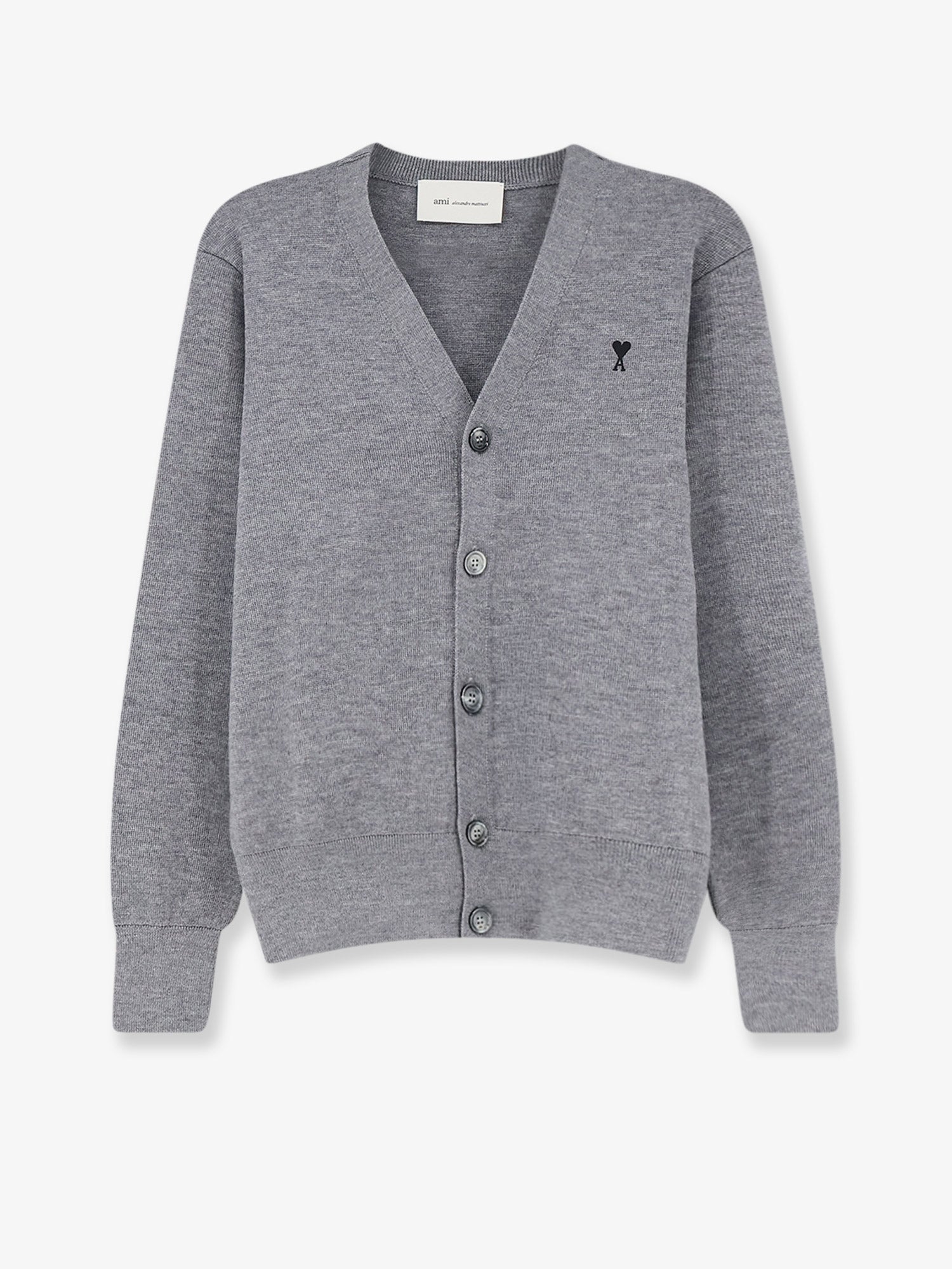 Ami Paris Men Wool Cardigan With Iconic Embroidery AMI PARIS
