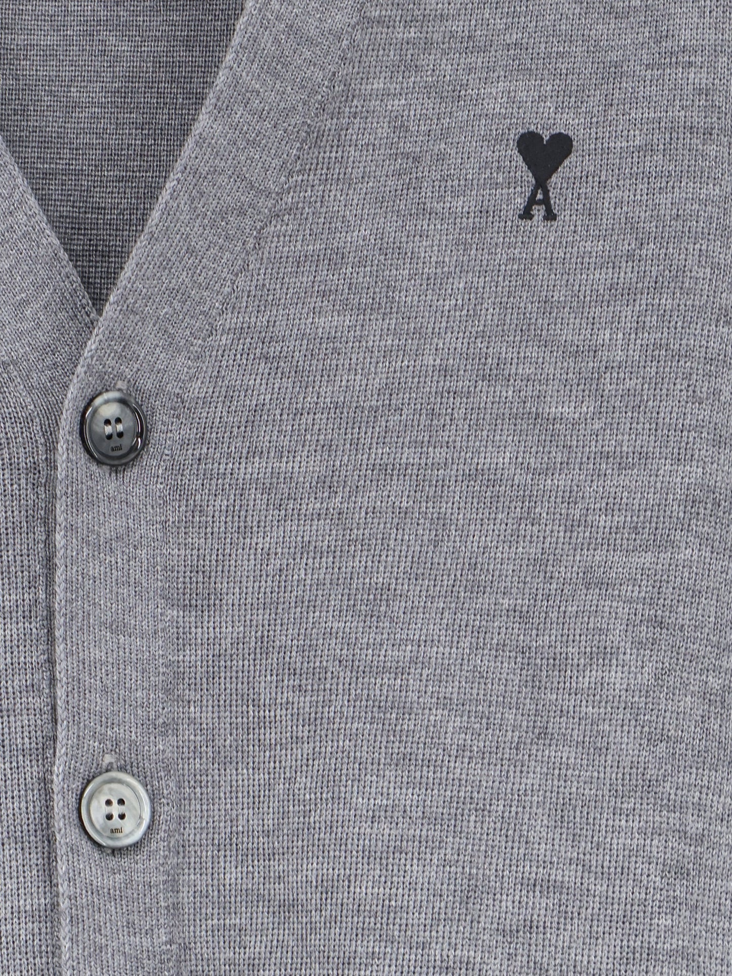 Ami Paris Men Wool Cardigan With Iconic Embroidery AMI PARIS