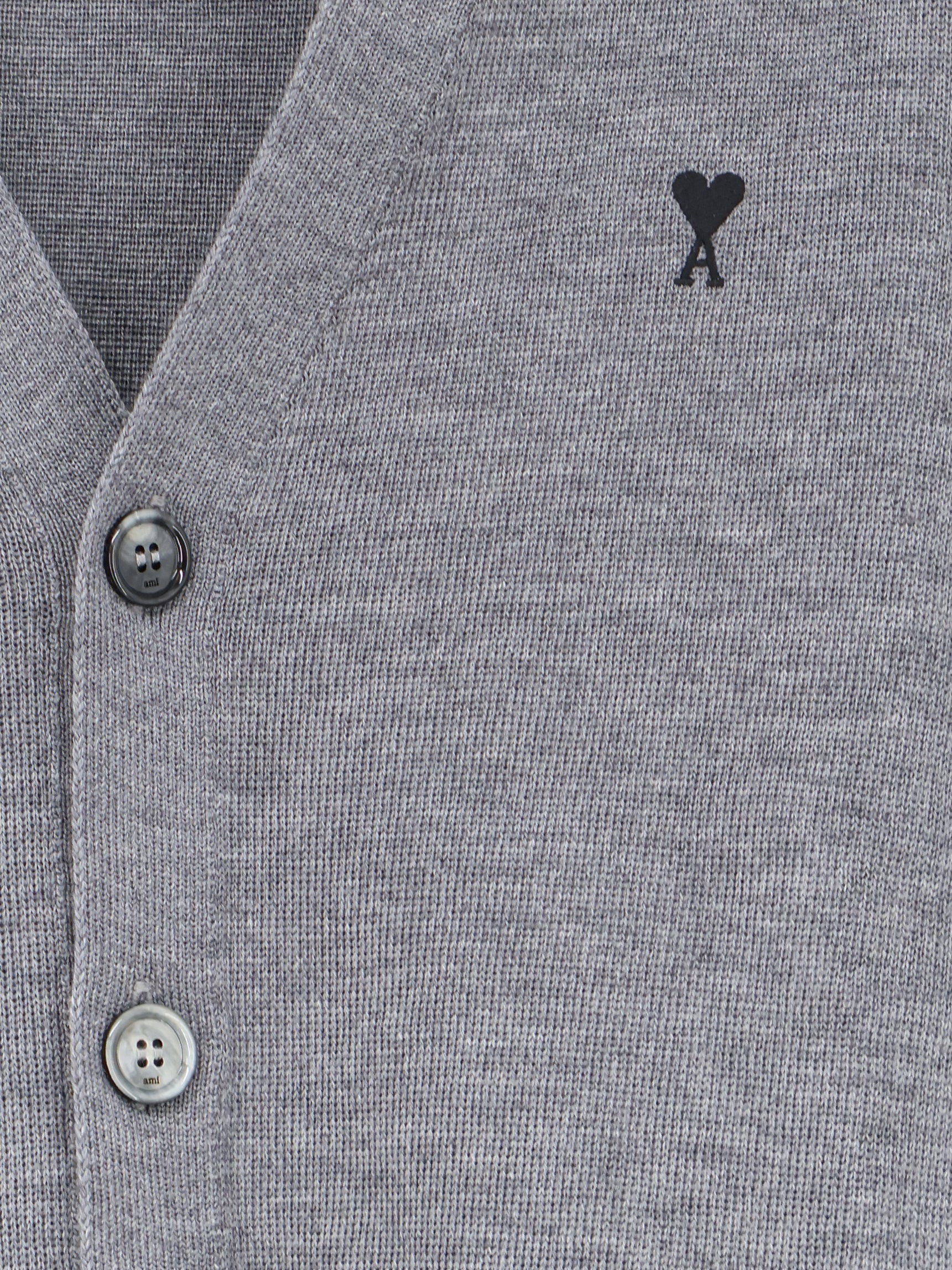 Ami Paris Men Wool Cardigan With Iconic Embroidery AMI PARIS