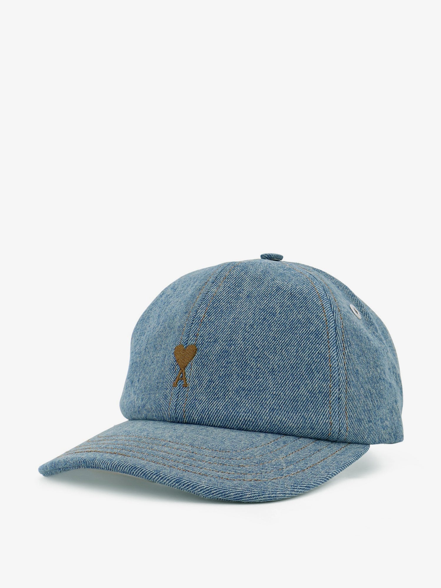 Ami Paris Men Blue Denim Hat With Embroidered Logo AMI PARIS