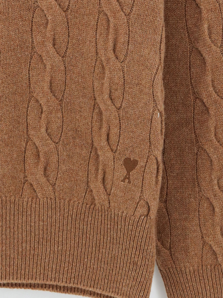 Ami Paris Men Braided Knit Wool Sweater AMI PARIS