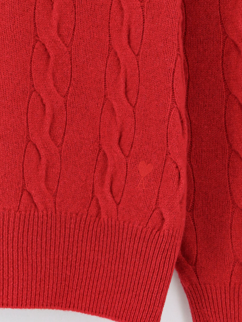 Ami Paris Men Wool Sweater With Cable Knit AMI PARIS