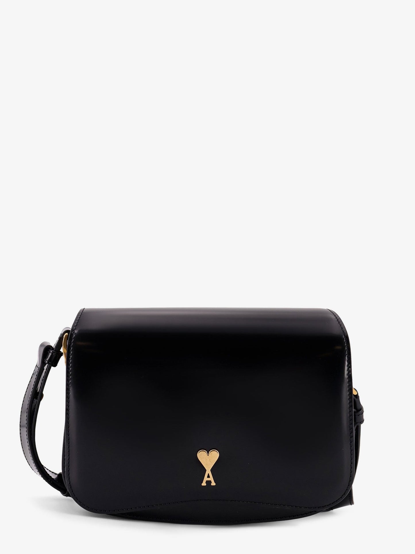 Ami Paris Women Leather Shoulder Bag With Metal Logo On The Front AMI PARIS