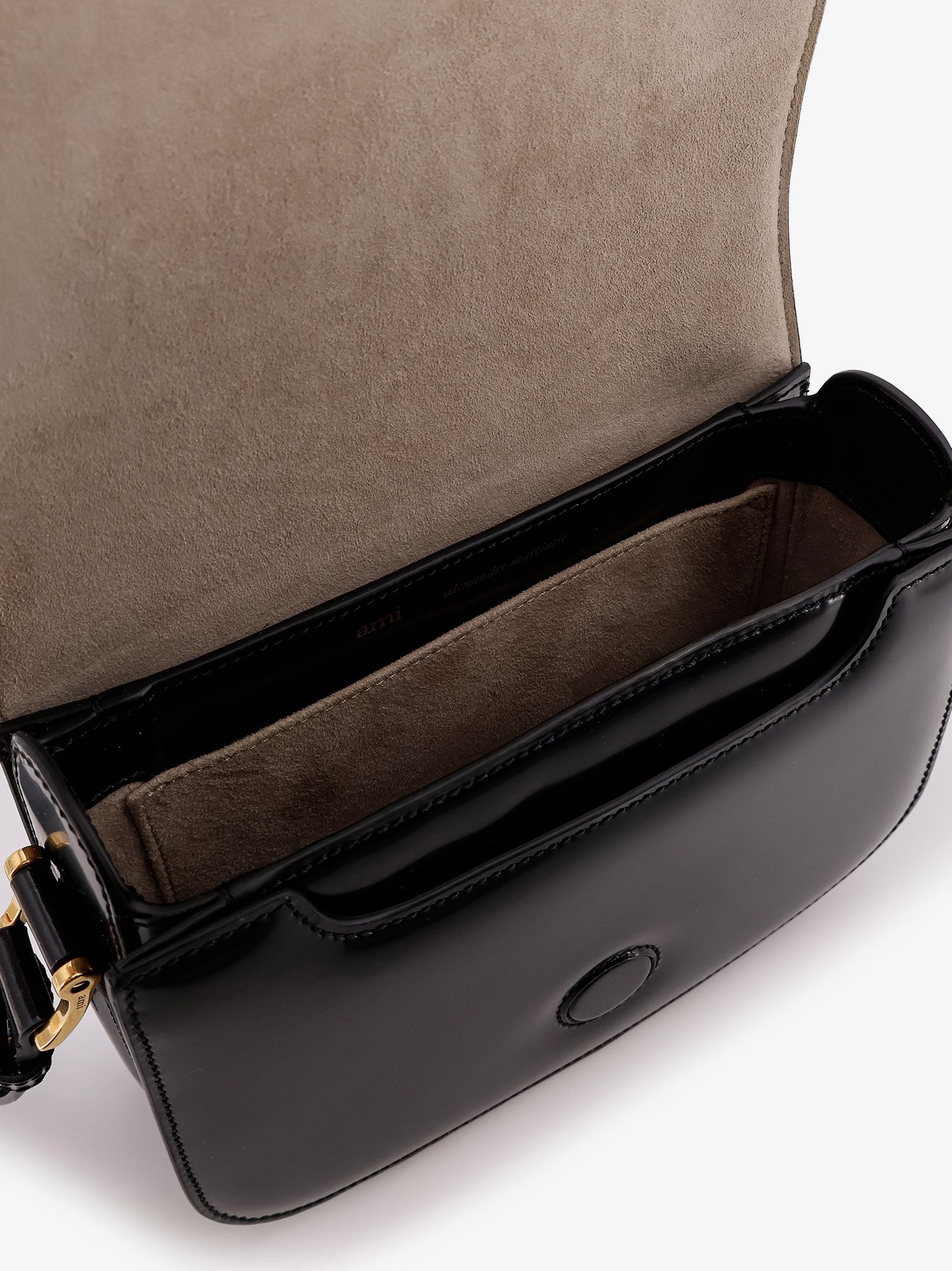 Ami Paris Women Leather Shoulder Bag With Metal Logo On The Front AMI PARIS