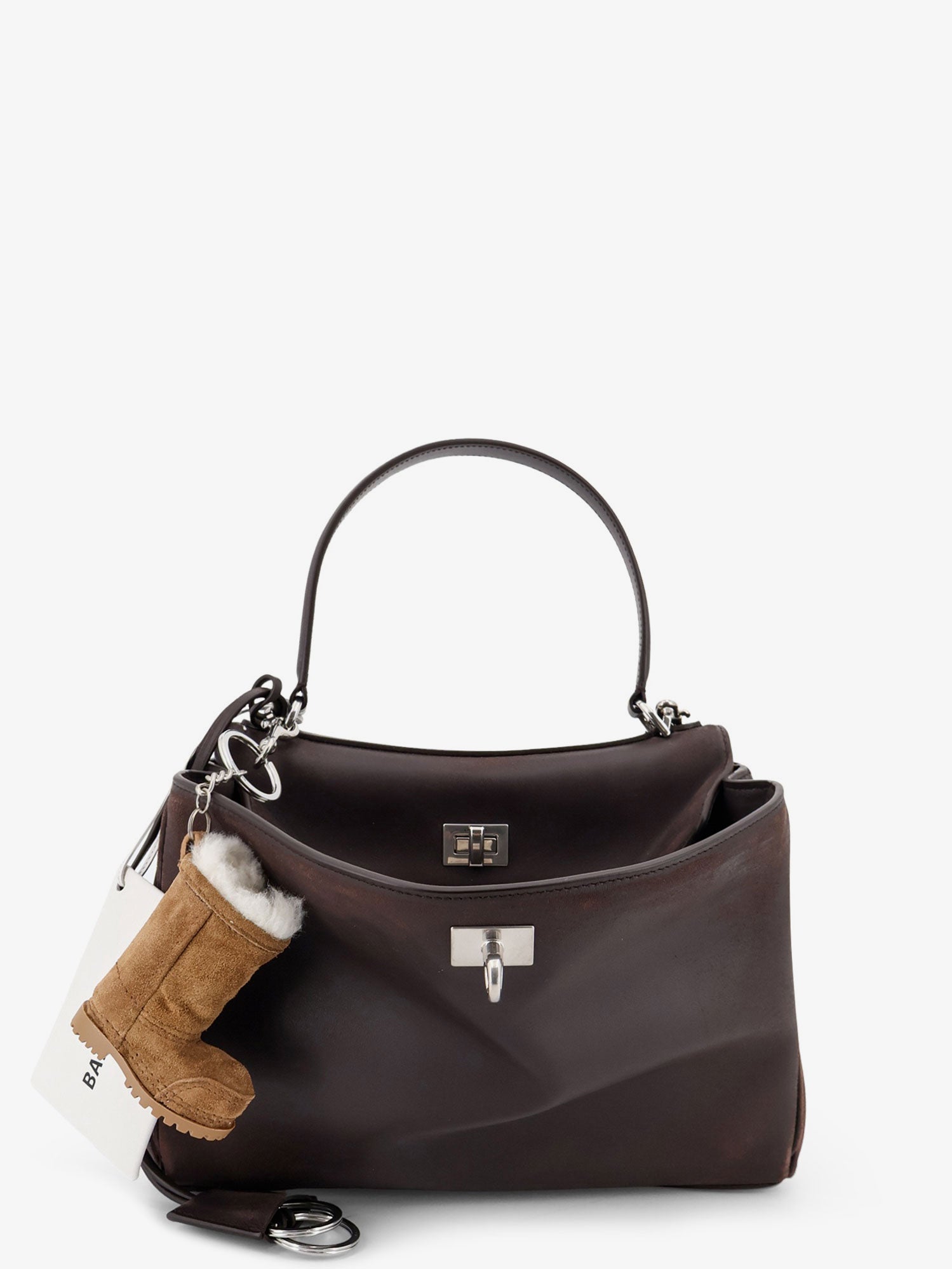 Balenciaga Women Rodeo S Leather Crossbody Bag With Vintage Motif BALENCIAGA