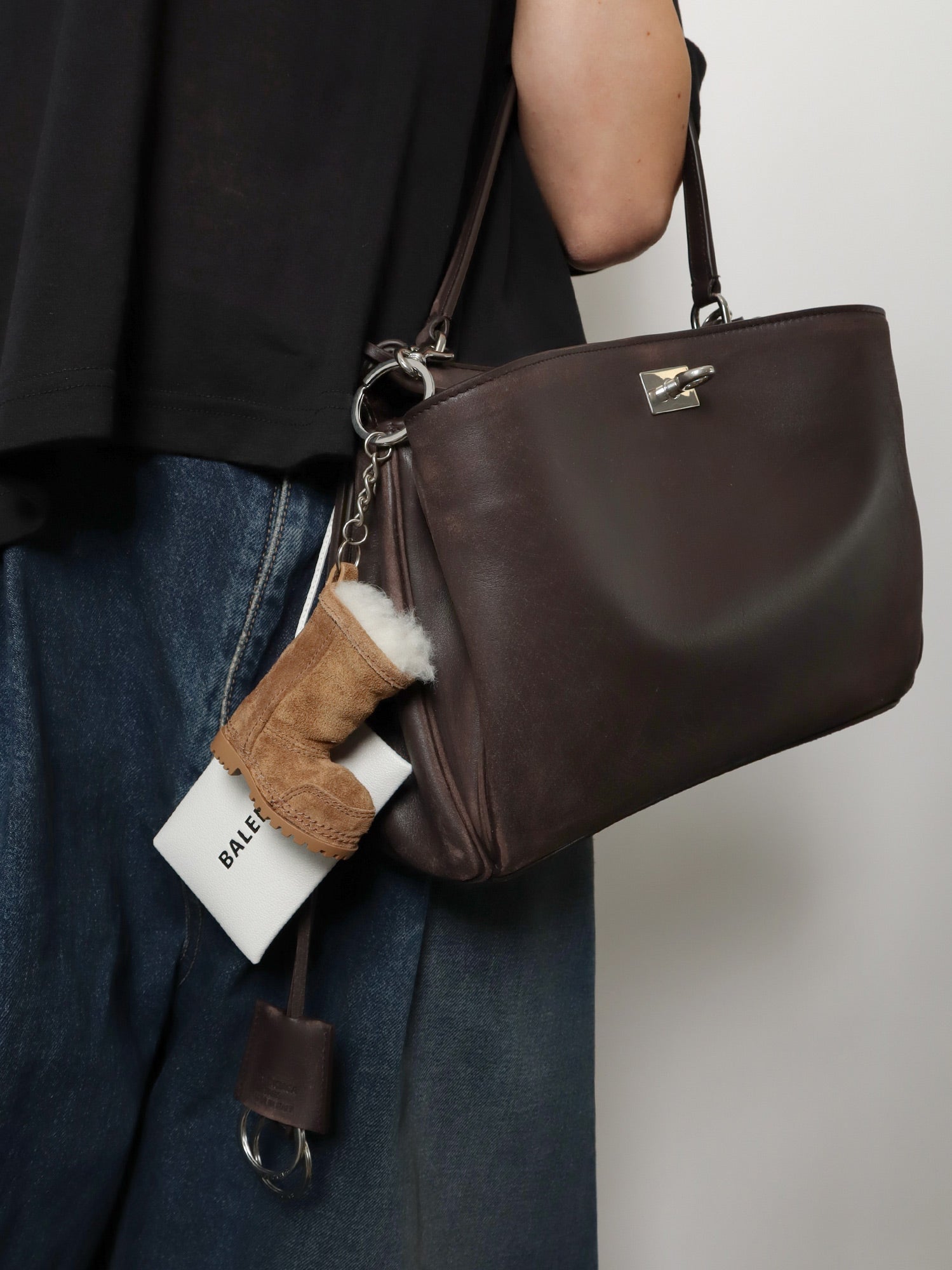 Balenciaga Women Rodeo S Leather Crossbody Bag With Vintage Motif BALENCIAGA