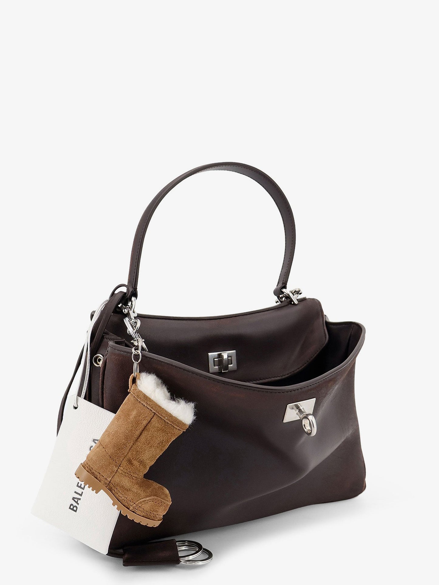 Balenciaga Women Rodeo S Leather Crossbody Bag With Vintage Motif BALENCIAGA