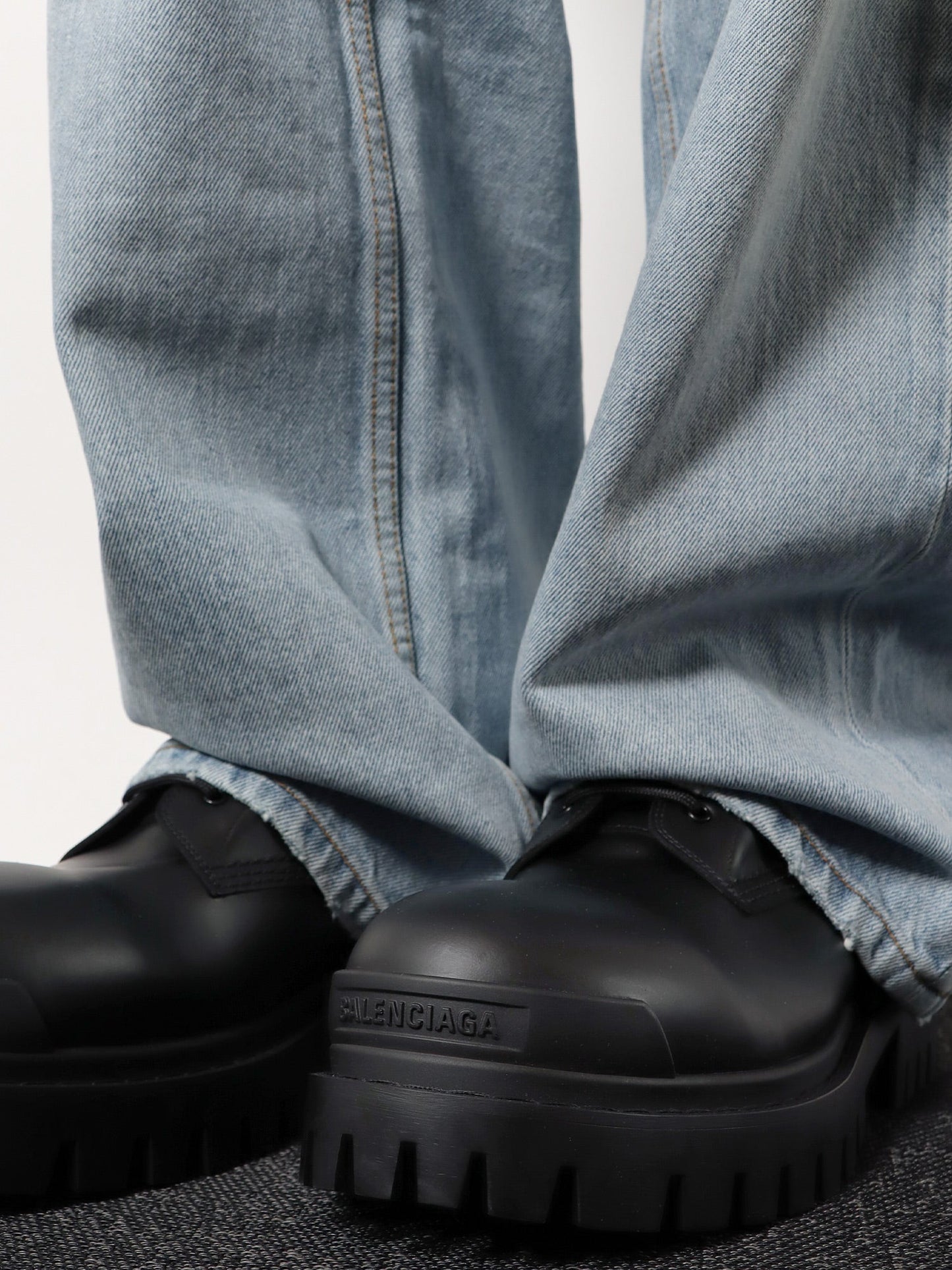 Balenciaga Men Leather Boots With Maxi Rubber Sole BALENCIAGA