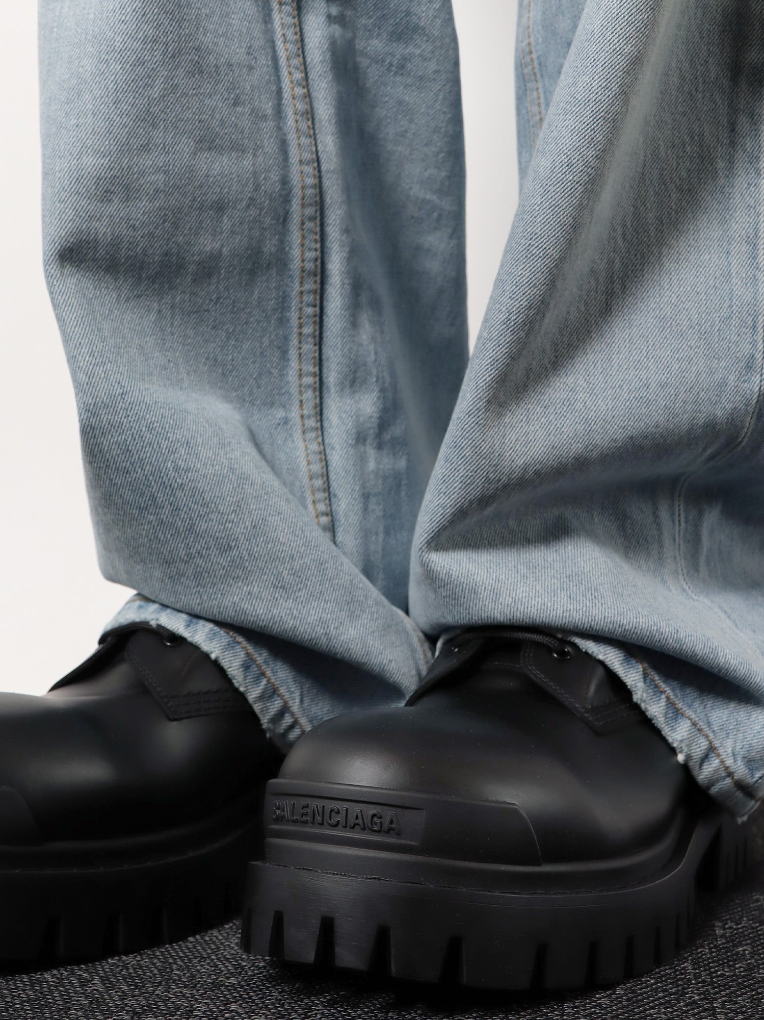 Balenciaga Men Leather Boots With Maxi Rubber Sole BALENCIAGA