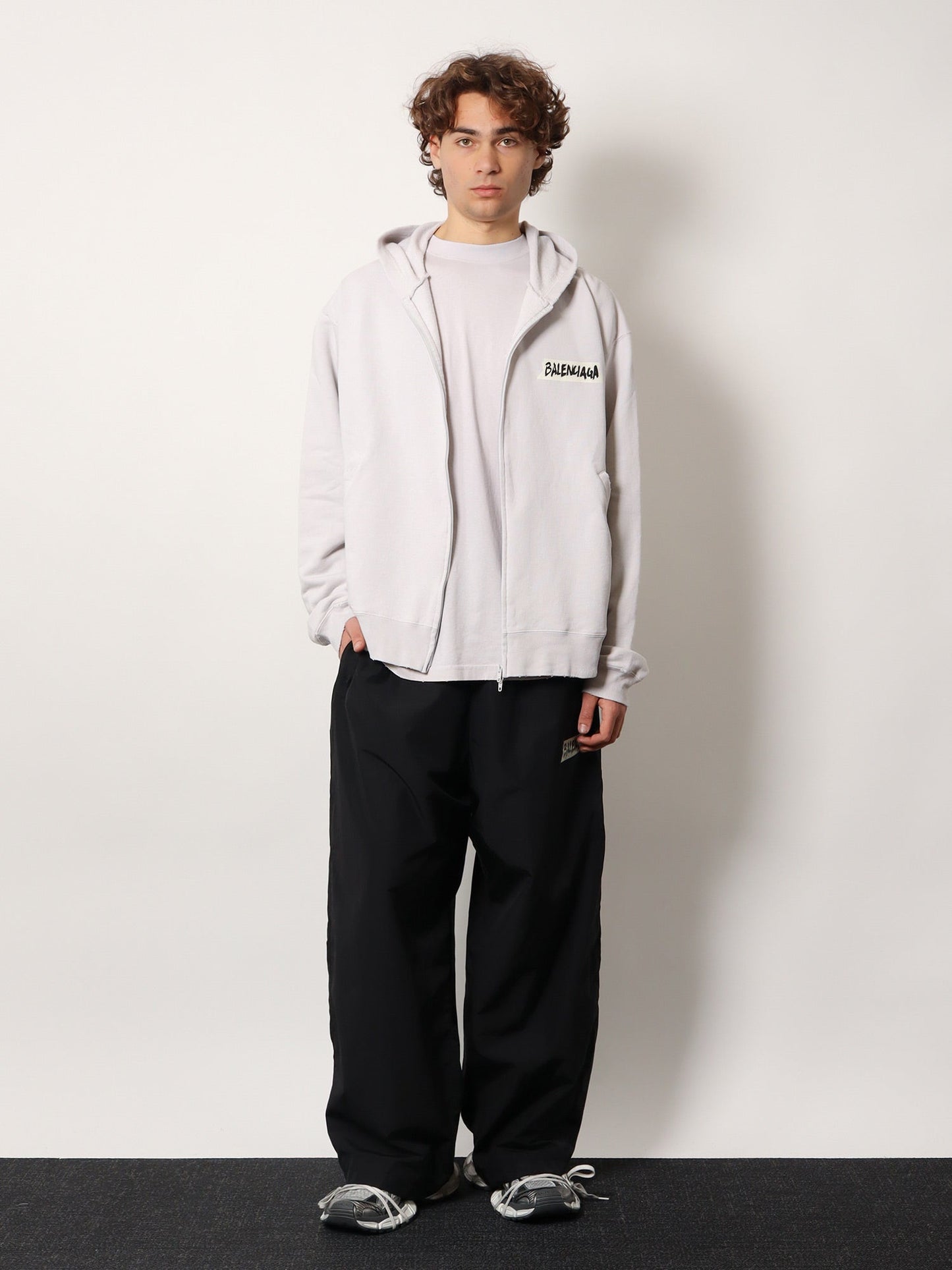 Balenciaga Men Over Zip-Up Hoodie Cotton Sweatshirt BALENCIAGA