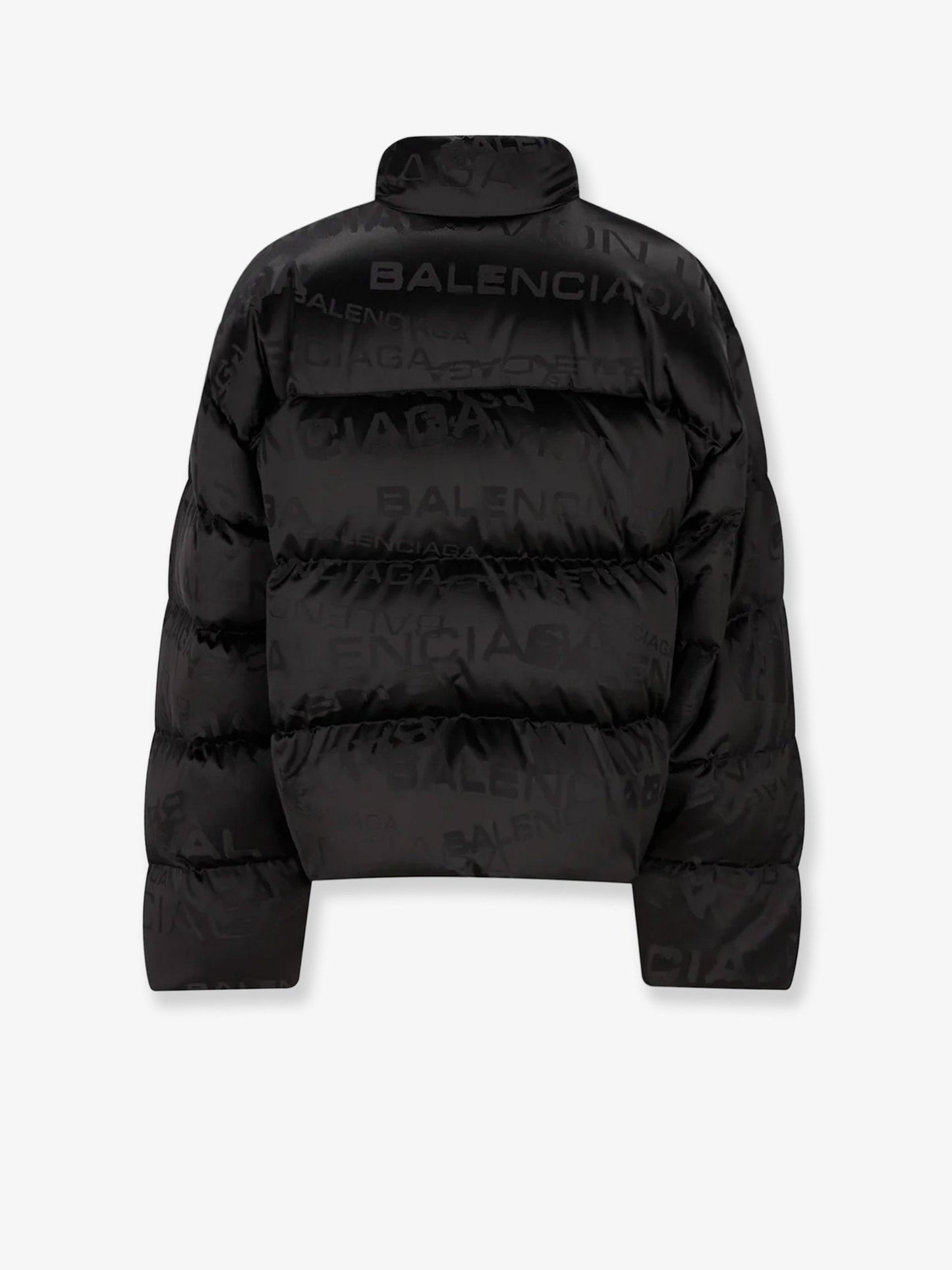 Balenciaga Men Nylon Down Jacket With All-Over Lettering Logo BALENCIAGA