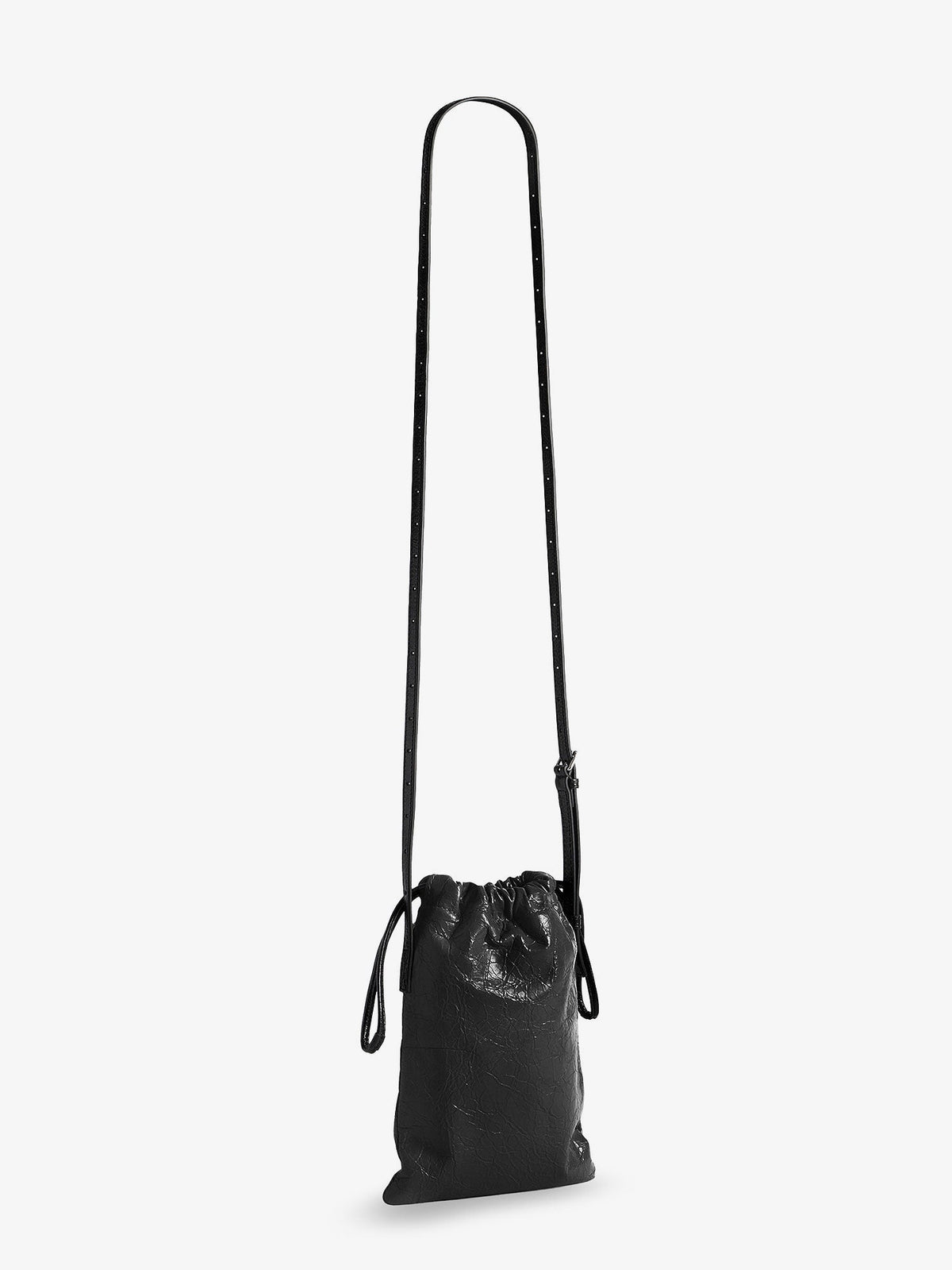 Balenciaga Men Leather Shopper Phone Holder With Lettering Logo On The Front BALENCIAGA