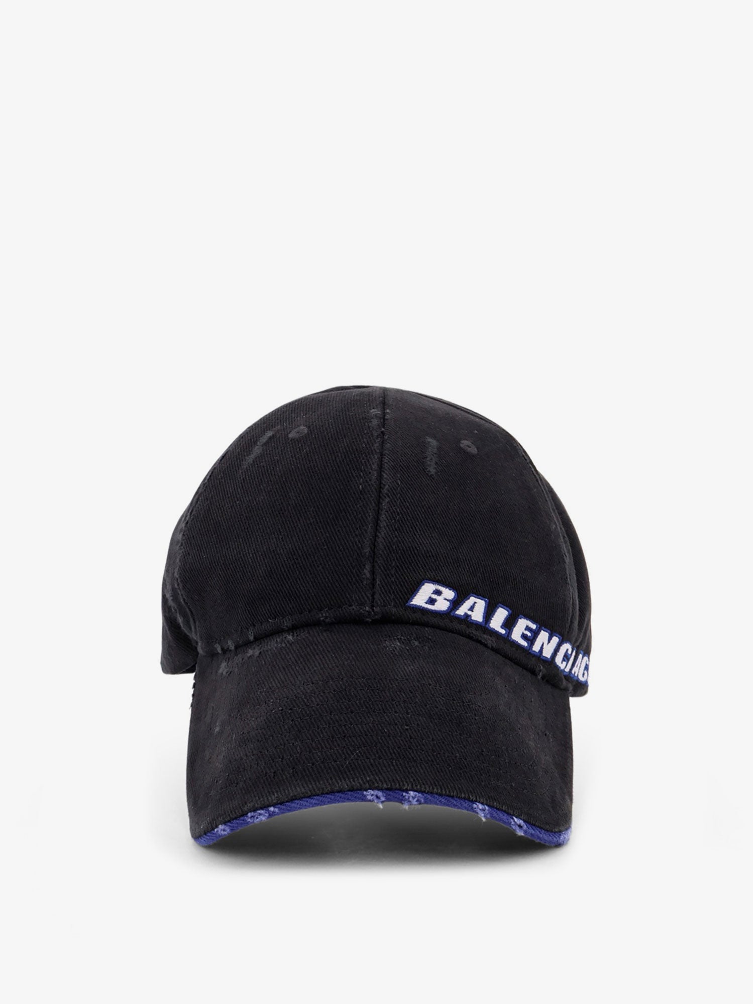 Balenciaga Men Cotton Baseball Hat With Distressed Effect BALENCIAGA