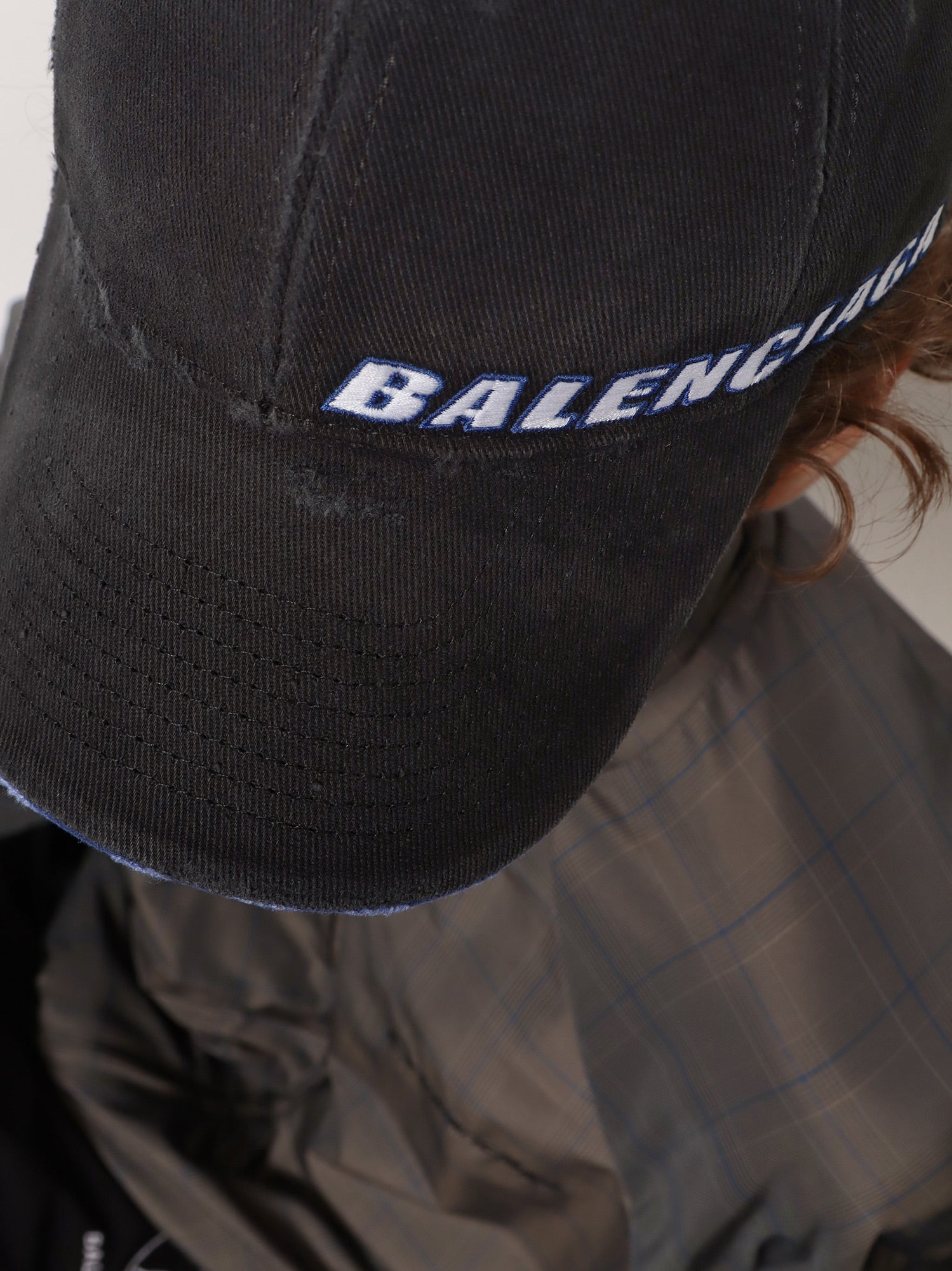Balenciaga Men Cotton Baseball Hat With Distressed Effect BALENCIAGA