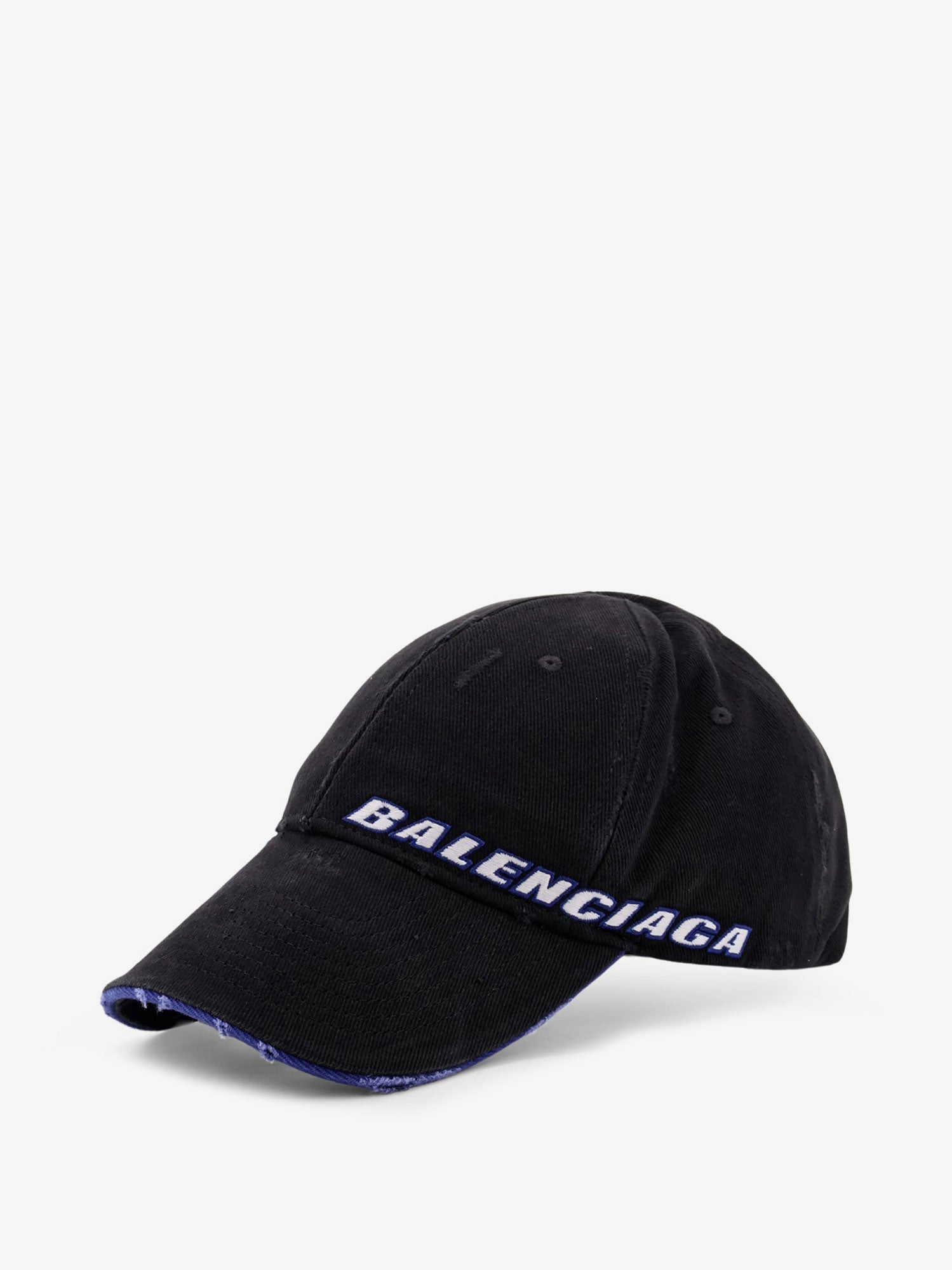 Balenciaga Men Cotton Baseball Hat With Distressed Effect BALENCIAGA