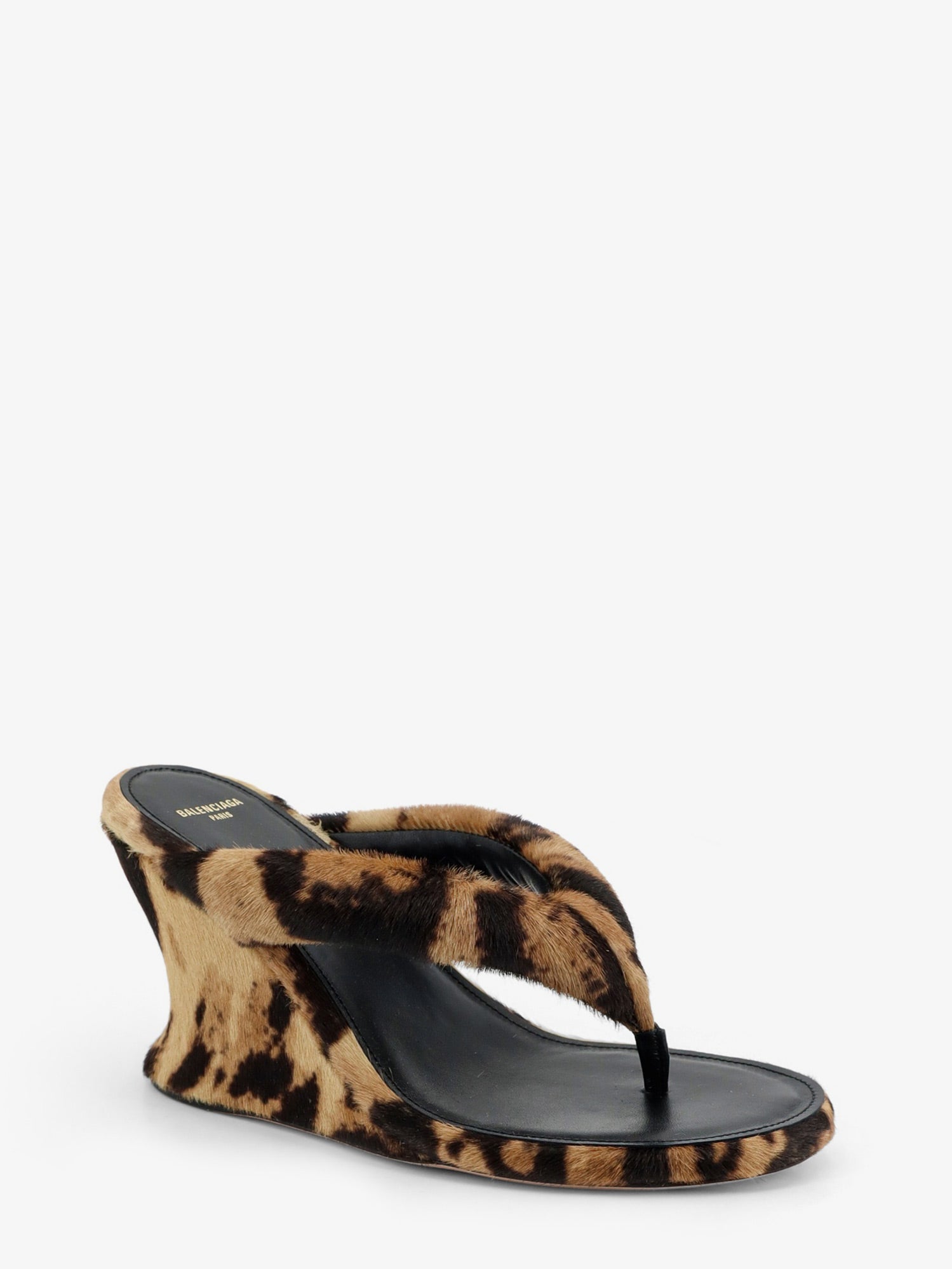 Balenciaga Women Gaeta Flip-Flops With Ponyskin Wedge BALENCIAGA