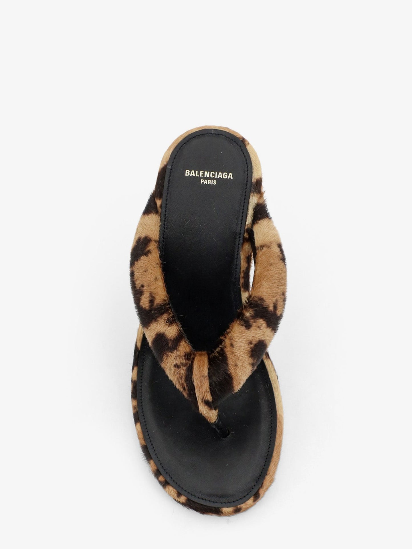 Balenciaga Women Gaeta Flip-Flops With Ponyskin Wedge BALENCIAGA