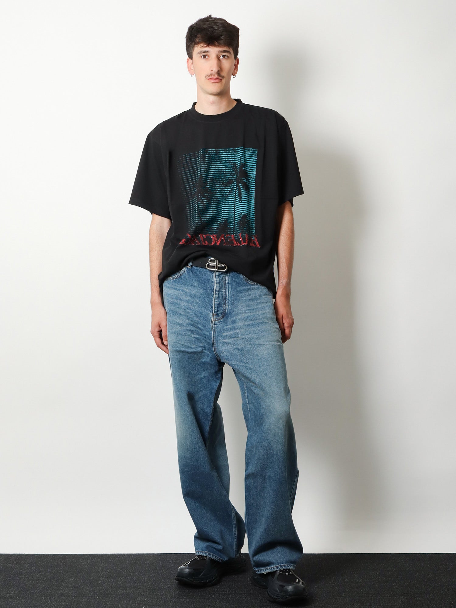 Balenciaga Men Cotton T-Shirt With Front Print BALENCIAGA